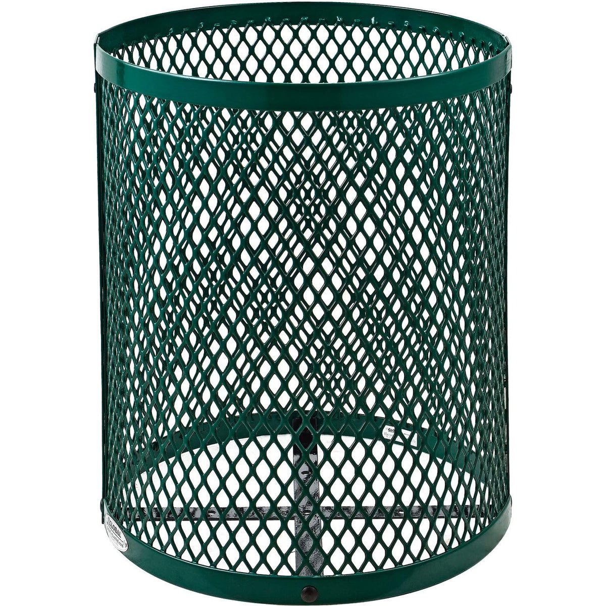 Global Industrial Outdoor Diamond Steel Trash Can with Rain Bonnet Lid and Plastic Liner, 36 Gallon