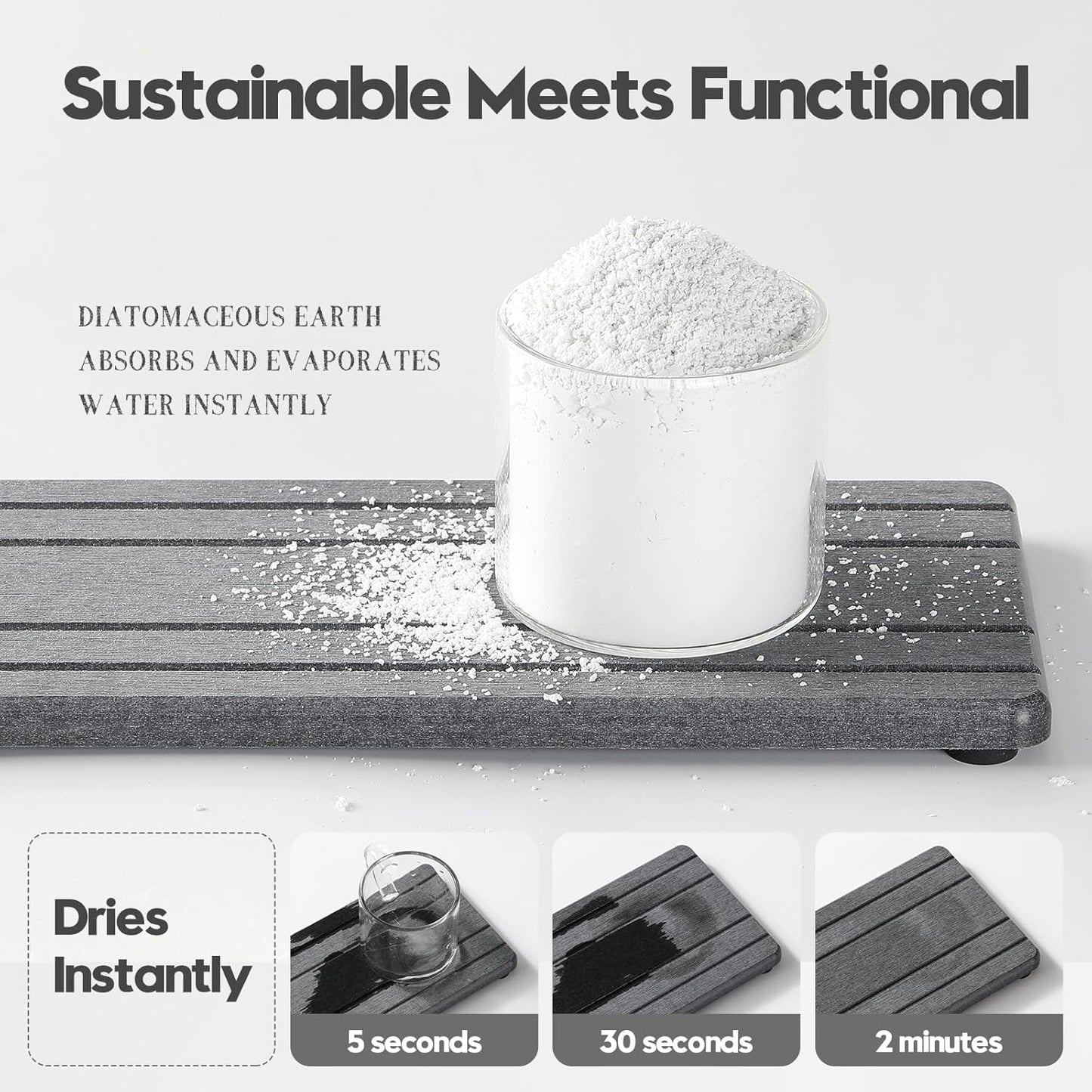 2PCS Diatomite Quick Stone Drying Tray Mat For Bathroom & Kitchen Counter, Instant Dry Water