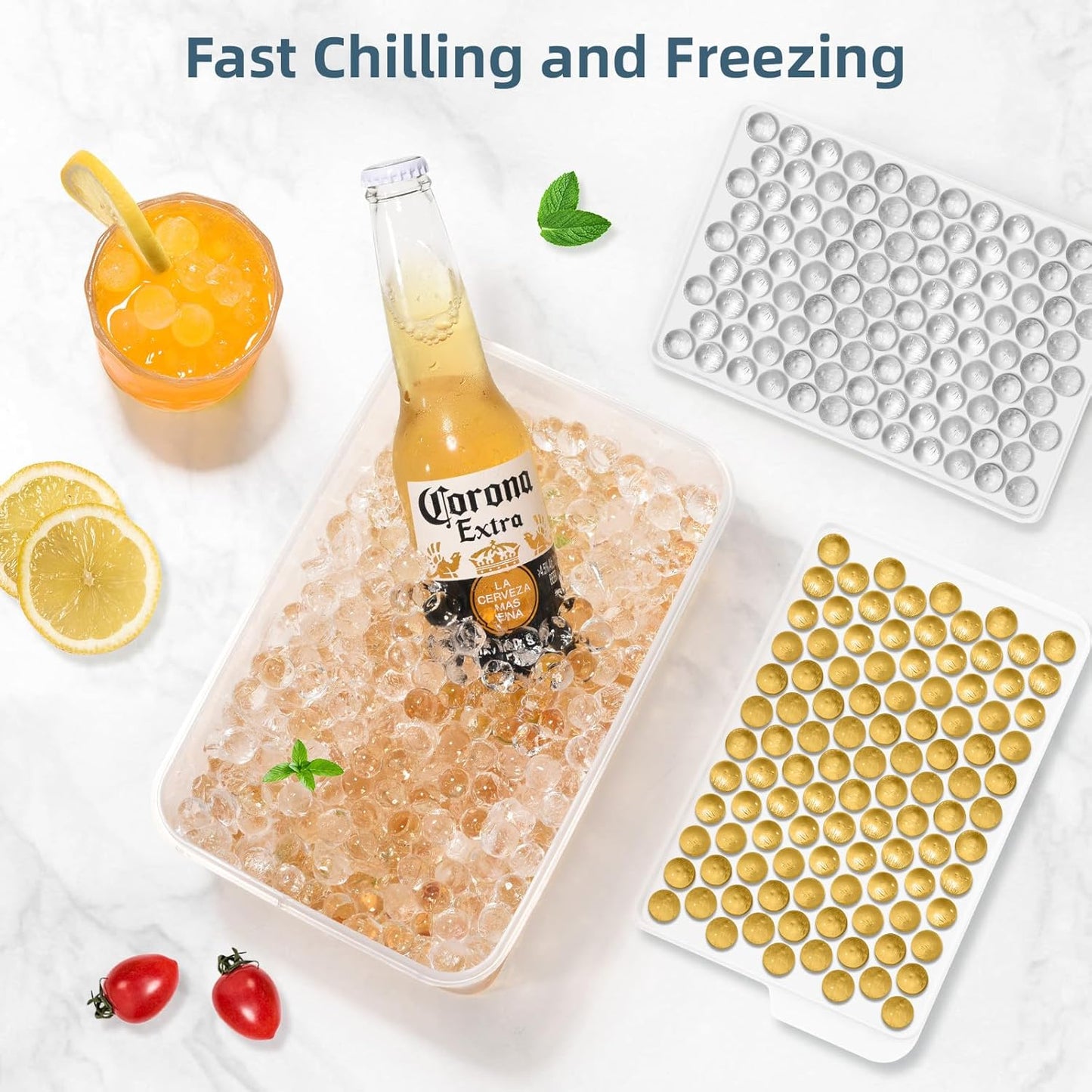 WIBIMEN Mini Ice Cube Trays, Small Tiny Round Pebble Crushed Nugget Ice Trays for Freezer with Lid