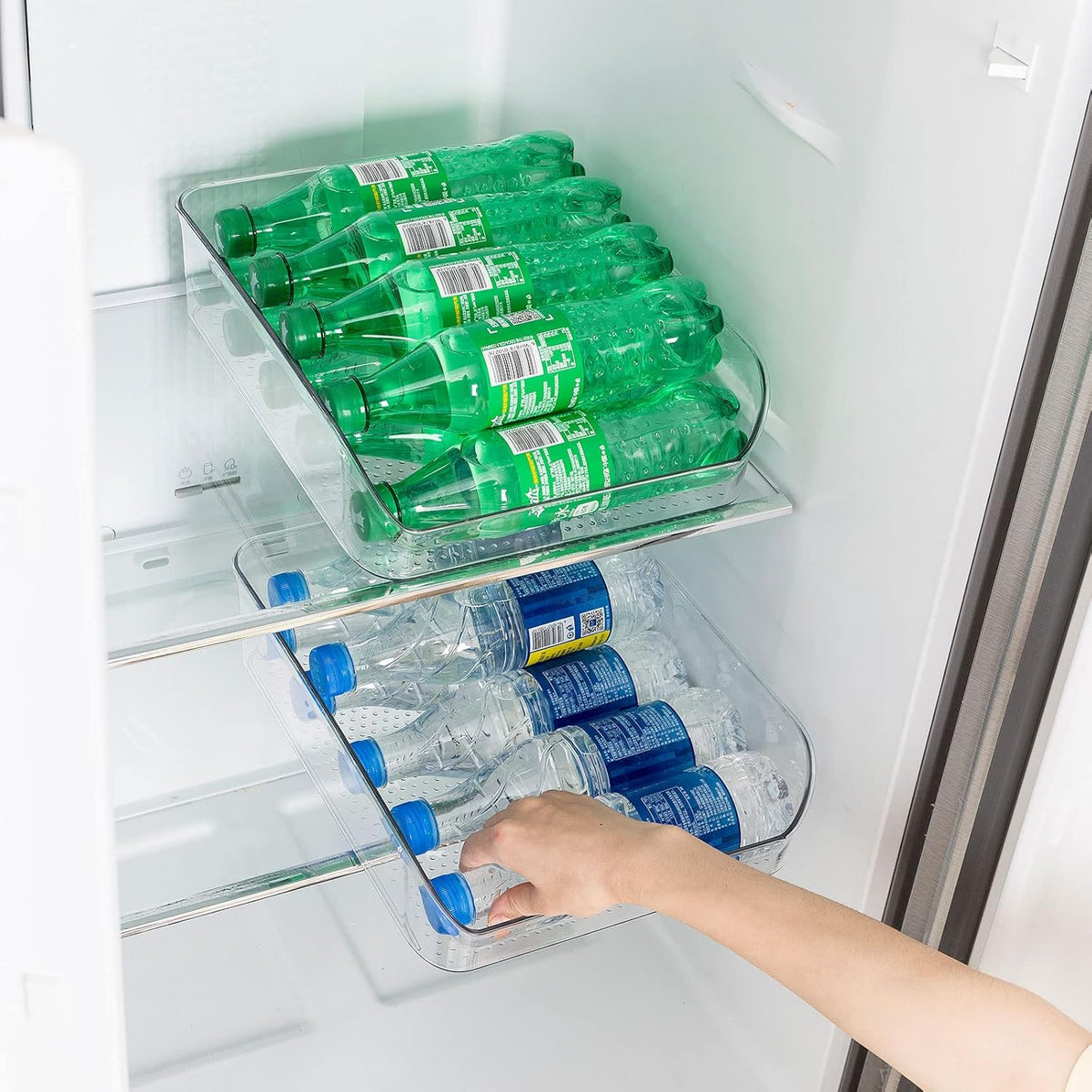 Ettori 2 Pack Water Bottle Organizer Refrigerator Organizer Bins and Clear Storage Bins for Fridge