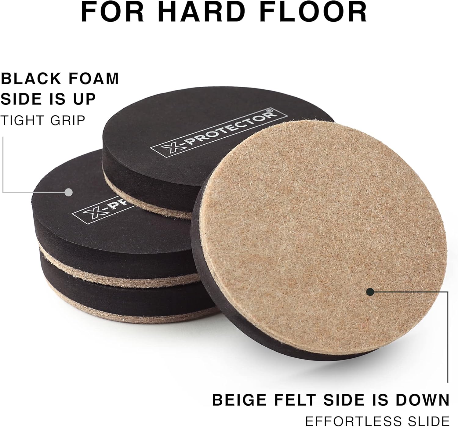 Felt Furniture Sliders Hardwood Floors X-PROTECTOR – 16 PCS 3 1/2" Furniture Sliders – Heavy Duty