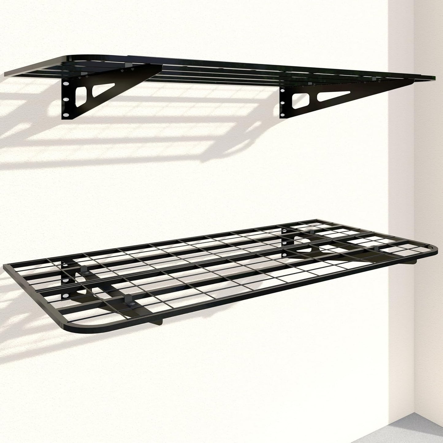 2-Pack 2x4ft Garage Wall Shelves, 2 Shelf Total 8 ft(L) Garage Shelving Wall Mounted – Heavy-Duty