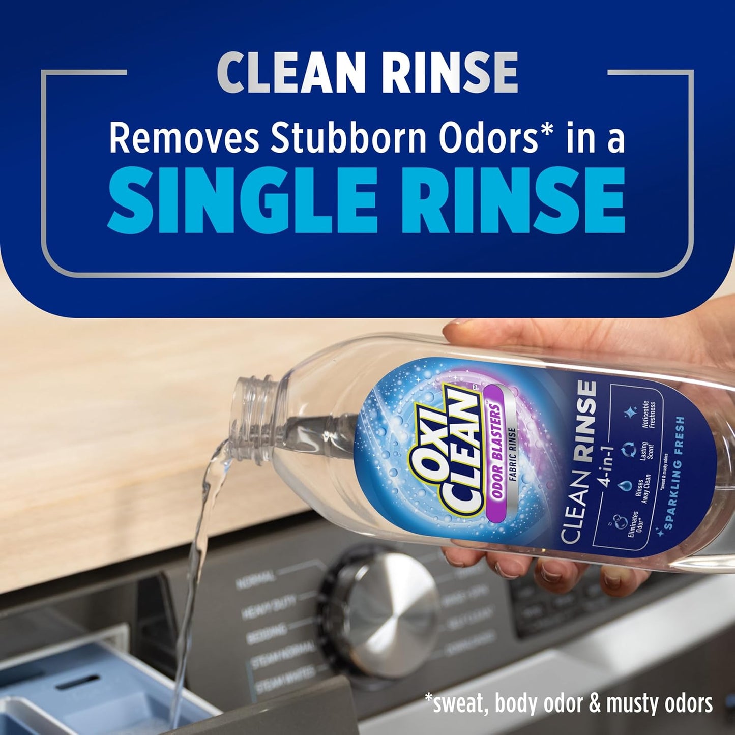 OxiClean Odor Blasters Fabric Rinse, 4-in-1 Clean Rinse Formula, Laundry Additive and Odor