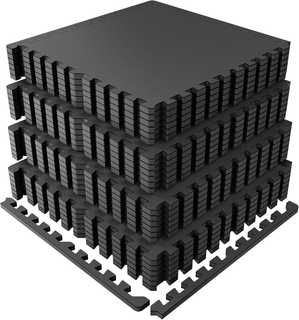 PRAISUN 0.6" Thicker Gym Mat, 24 Tiles 96 Sq Ft Workout Mats, Interlocking Foam Tiles with Rubber