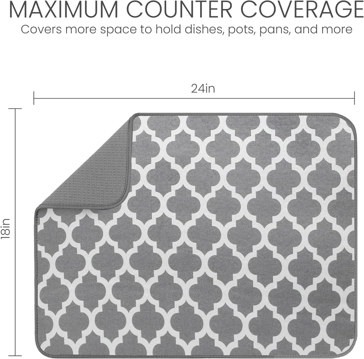 Bellemain XXL Dish Mat 24" x 17" ( LARGEST MAT ) Microfiber Dish Drying Mat , Super absorbent (