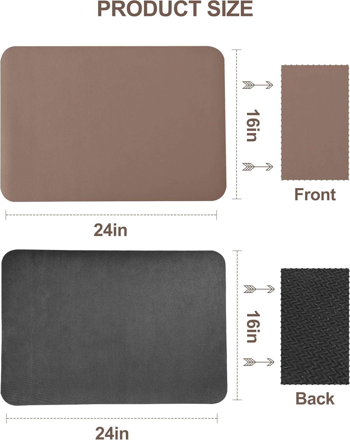 Dish Drying Mat for Kitchen Counter, 16"x24" Dish Drying Pad with Non-slip Rubber Backed, Hide