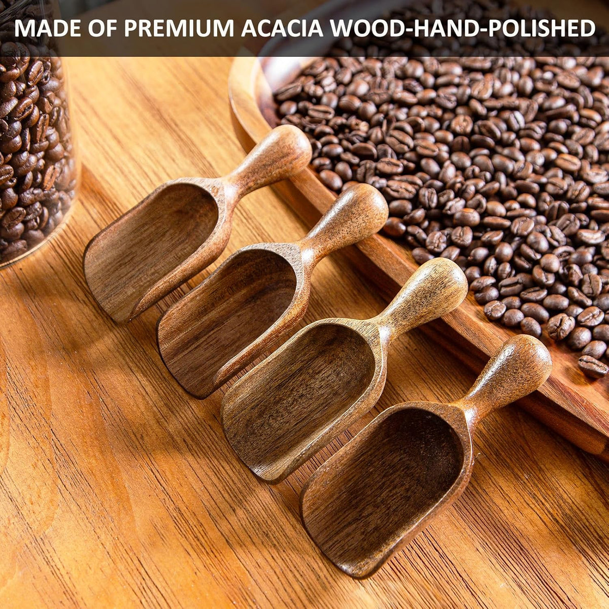 Wooden Scoops for Canisters 3PCS Small Wooden Scoop Acacia Wood Scoops for Jars Mini Coffee Scoops