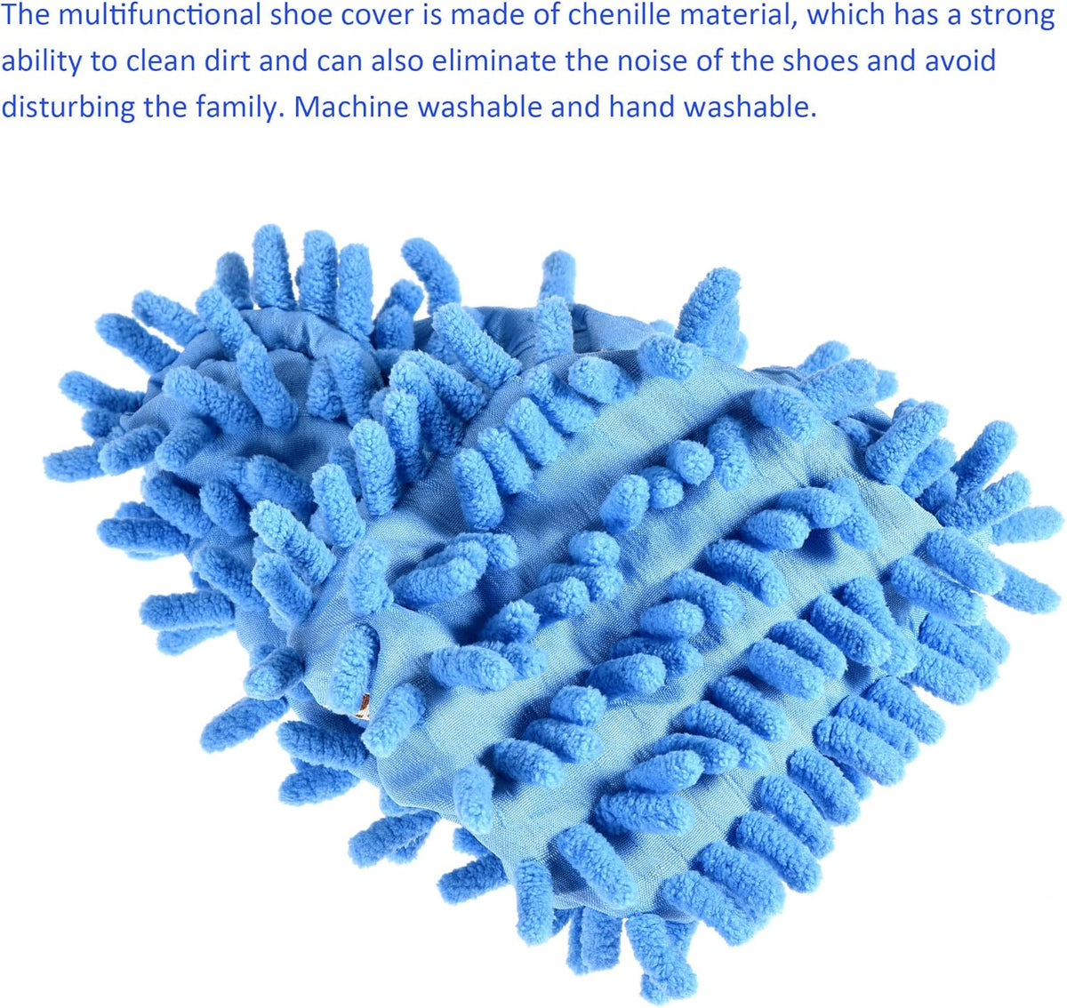 1 Pair Washable Cleaning Shoes Cover - Floor Cleaning Dust, Chenille Microfiber Duster Mop
