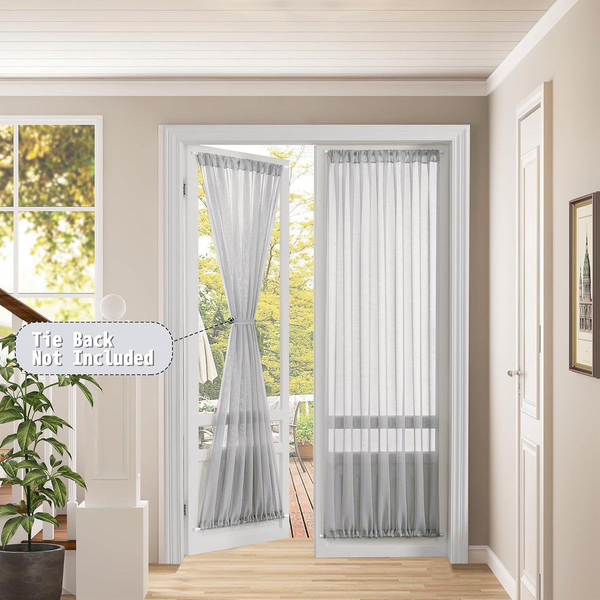 Tollpiz Sheer Curtains Closet Linen Textured Curtain Sheers Doorway Light Filtering Voile Patio