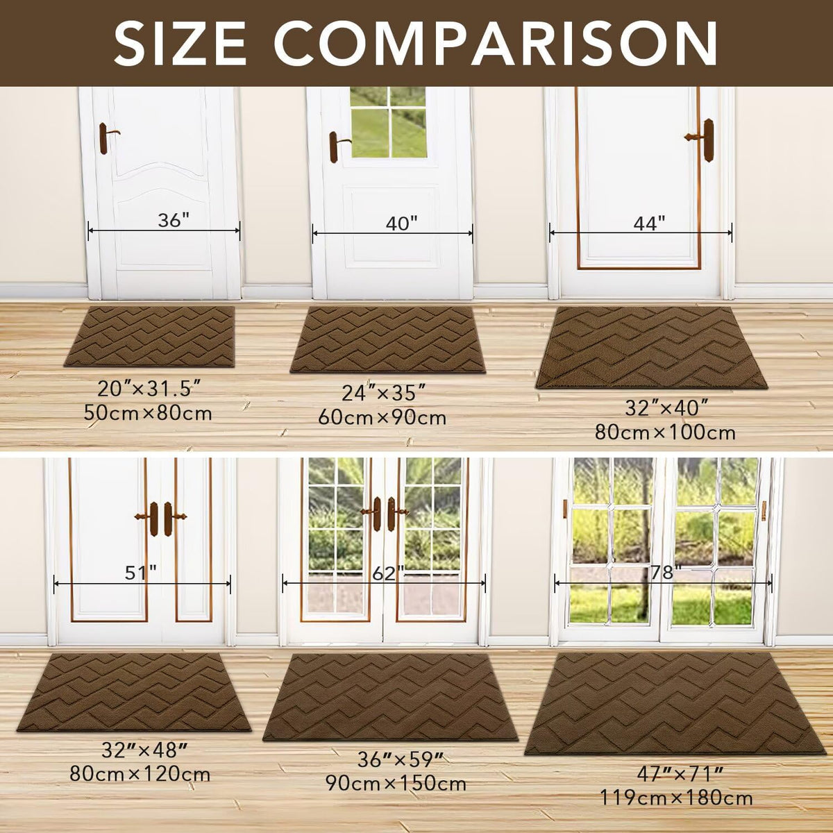 hicorfe Indoor Door Mat,Non Slip Door Mats,32"x48" Front Back Door Mat Rubber Backing,Absorbent