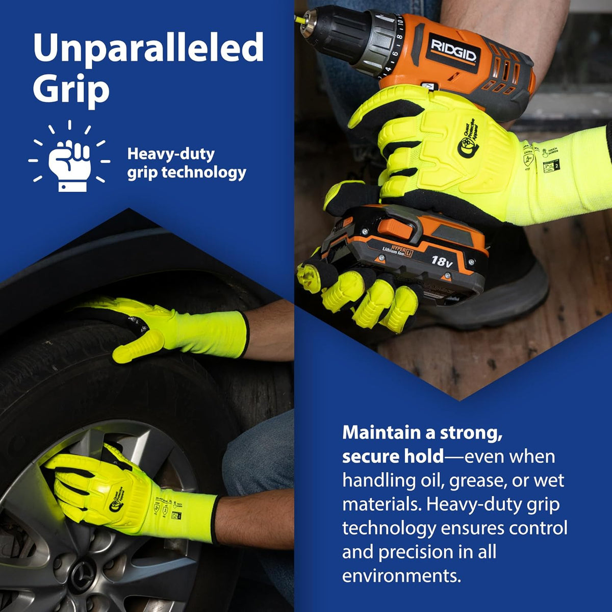 Quest Protective Apparel - High Visibility Cut Resistant Work Gloves - Puncture Resistant Safety
