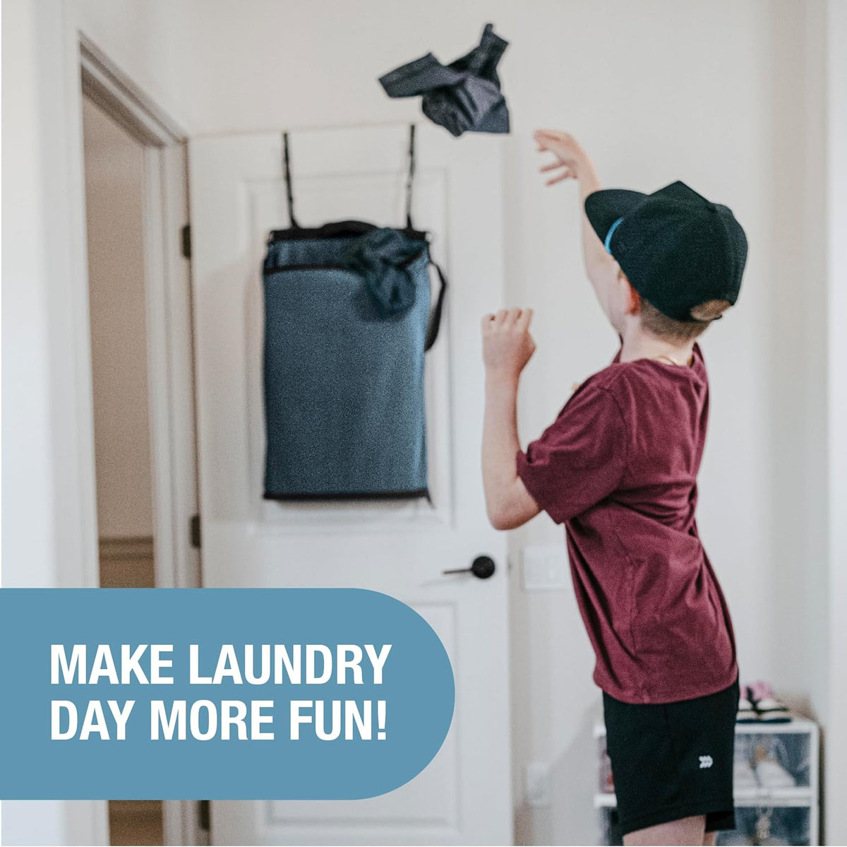 CleverMade Convertible Laundry Hamper Bag - Ocean Dark Charcoal holds 21.5L / 20 lbs 1 Compartment