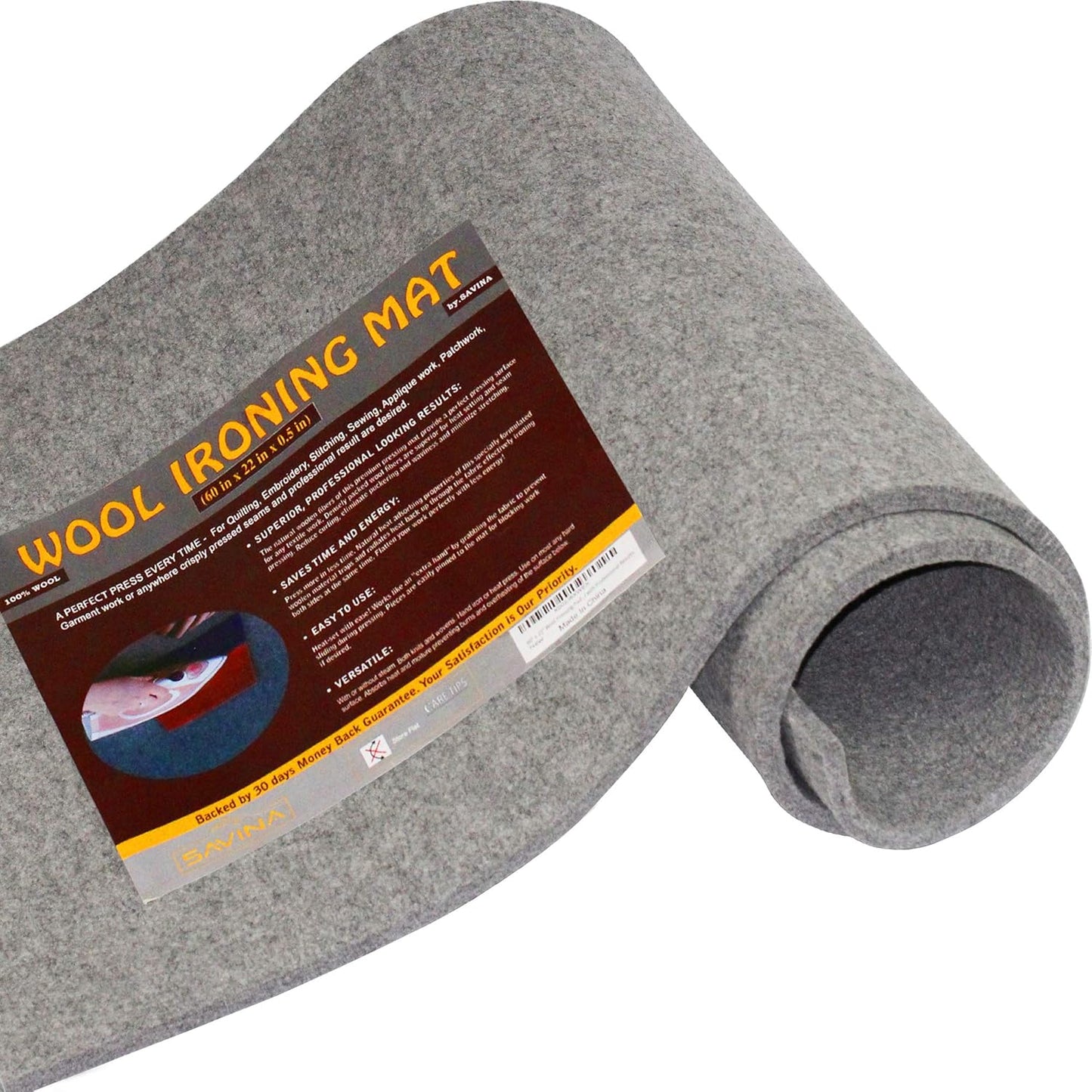 Wool Pressing Mat 60" x 22" Quilting Ironing Pad - 100% New Zealand Felted Wool Iron Board for