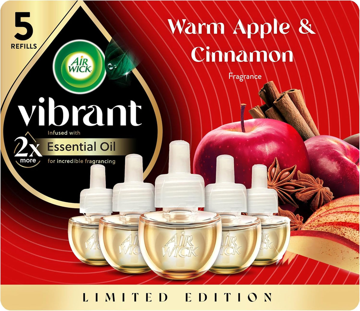 Air Wick Plug In Advanced Scented Oils Refills, Apple + Cinnamon, Fall Decorations for Home,Plug In
