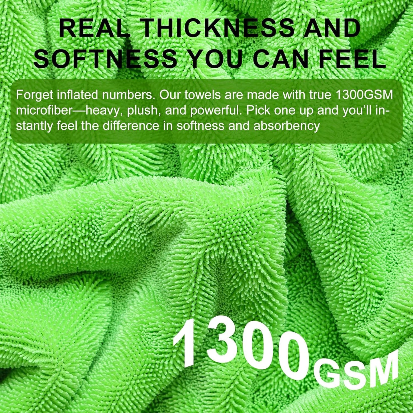 2 Pack XL Car Drying Towel – 1300GSM Ultra Absorbent Microfiber, 24"x36" Large Size, Twisted Loop