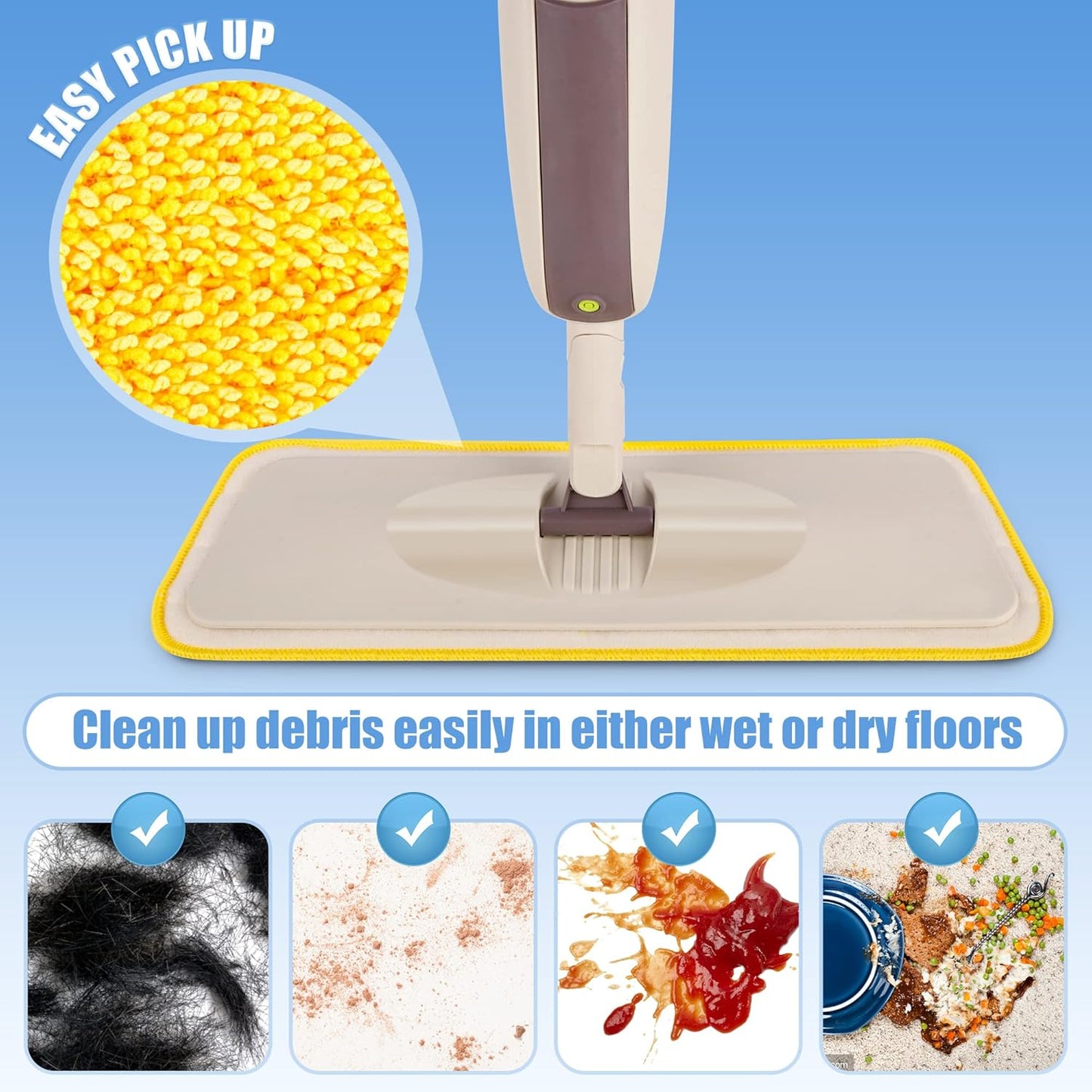 HOMTOYOU Reusable Mop Pads for Swiffer PowerMop: 6 Pack Microfiber Pad Refills for Multi-Surface