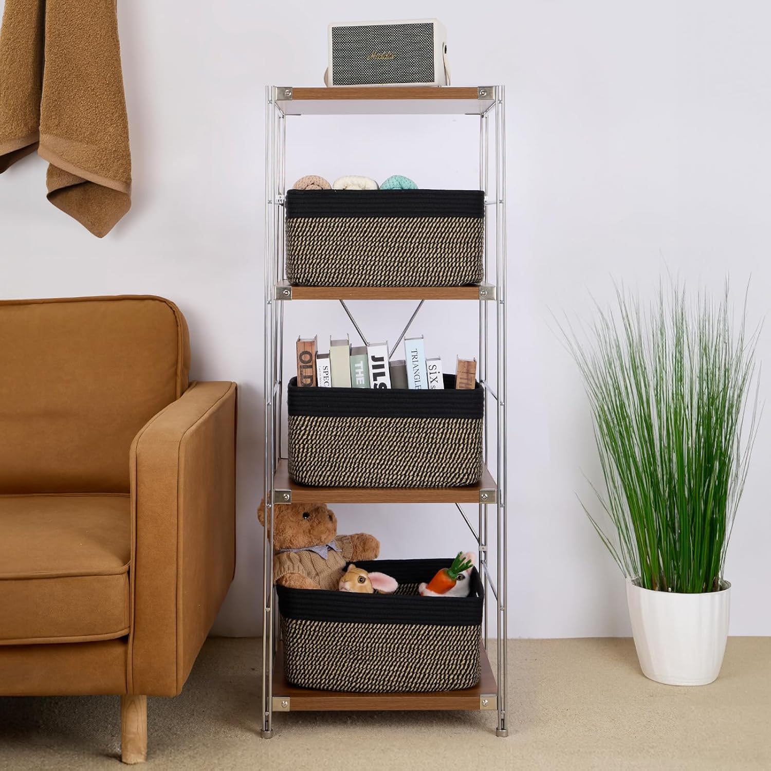 Large Storage Baskets for Organizing, Closet Shelf Baskets for Clothes Blanket Towels, Baby