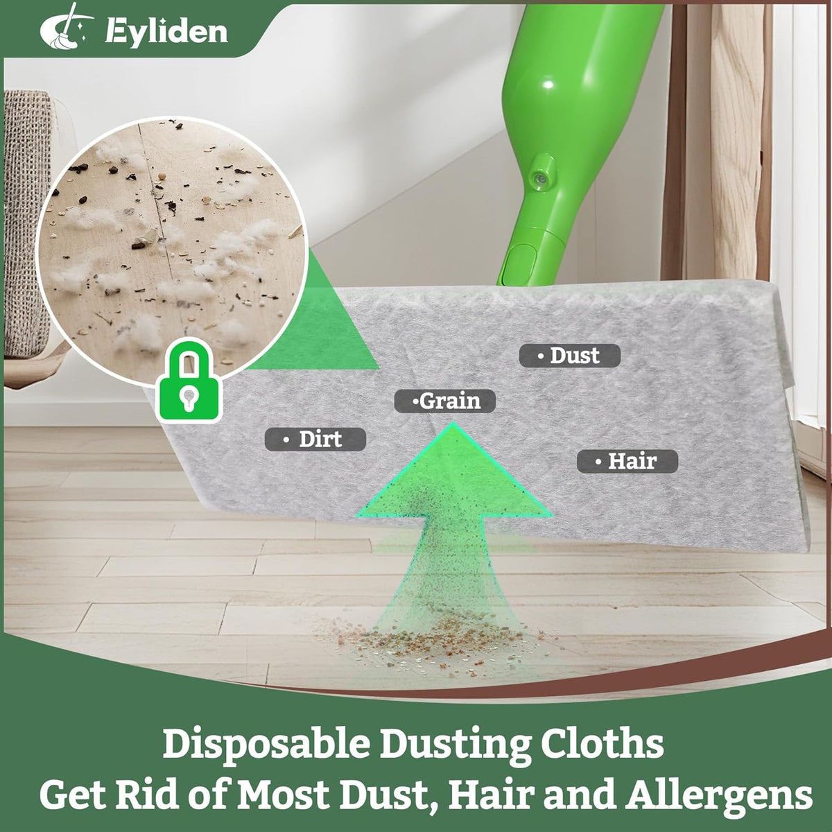 Eyliden Spray Mop - Design for Small Spaces | 12 Disposable Cloths, 1 Reusable Pad, 13 oz
