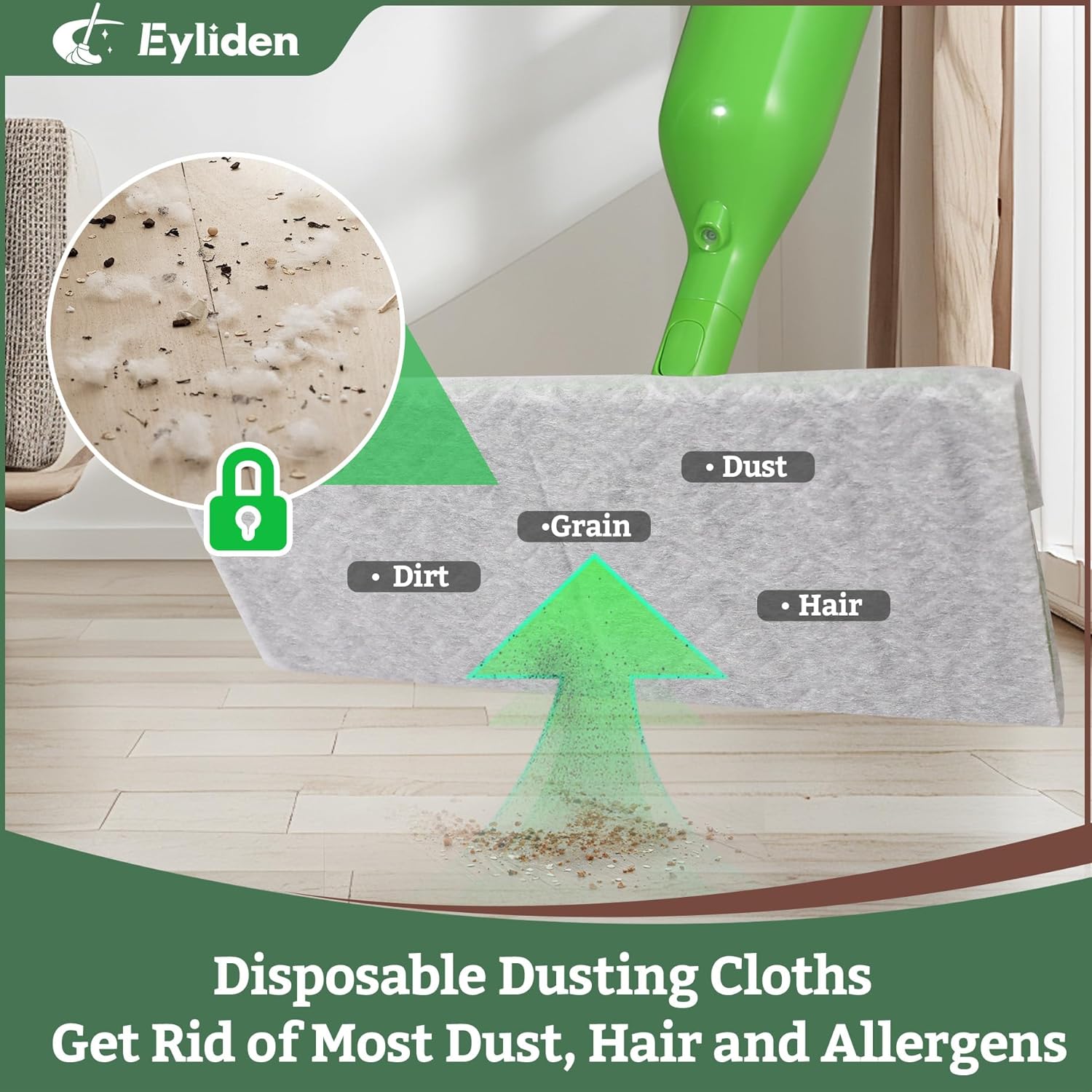 Eyliden Spray Mop - Design for Small Spaces | 12 Disposable Cloths, 1 Reusable Pad, 13 oz