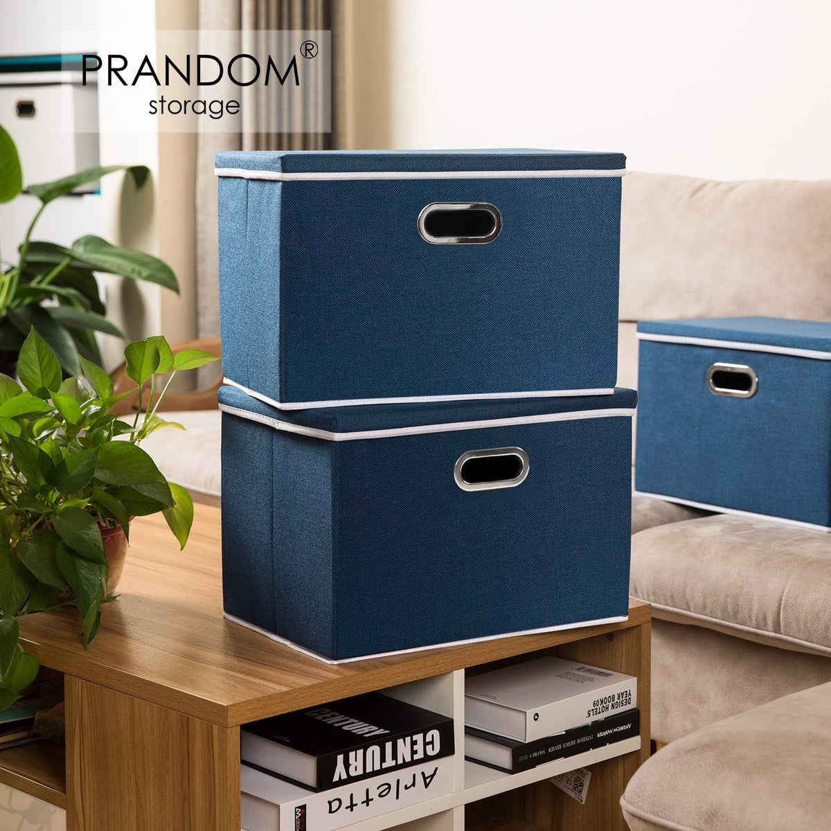 PRANDOM Large Collapsible Storage Bins with Lids [5-Pack] Fabric Foldable Storage Boxes Organizer