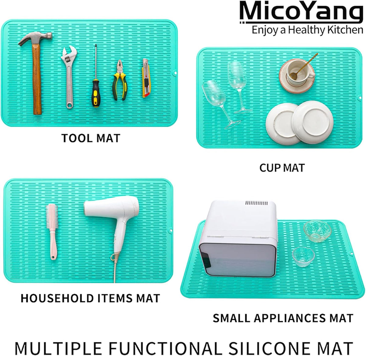 Silicone Dish Drying Mat for Multiple Usage,Easy clean,Eco-friendly,Heat-resistant Silicone Mat for