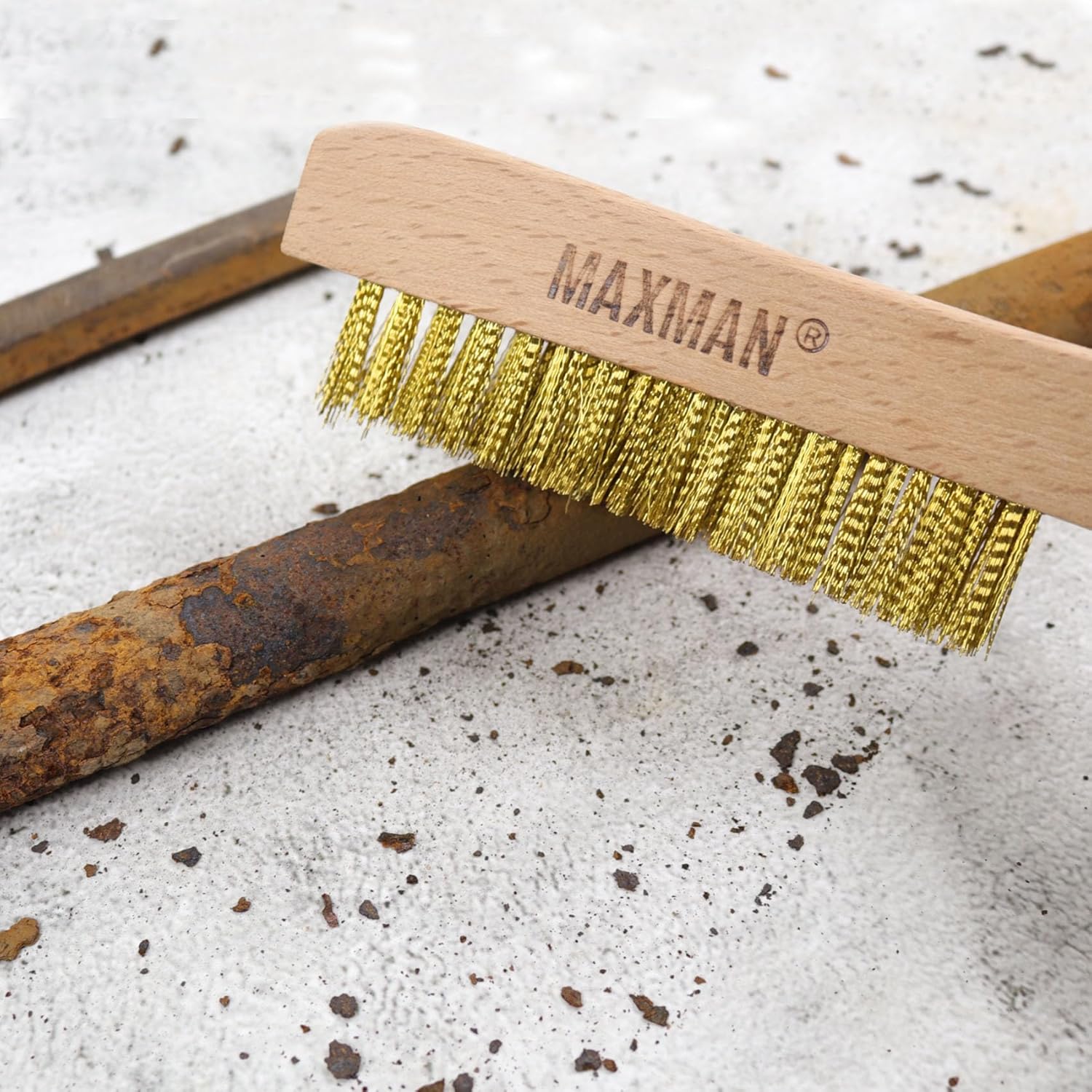 MAXMAN Brass Brush, Soft Brass Bristle Brush, Wire Brushes for Cleaning Metal Rust, Welds with 10"