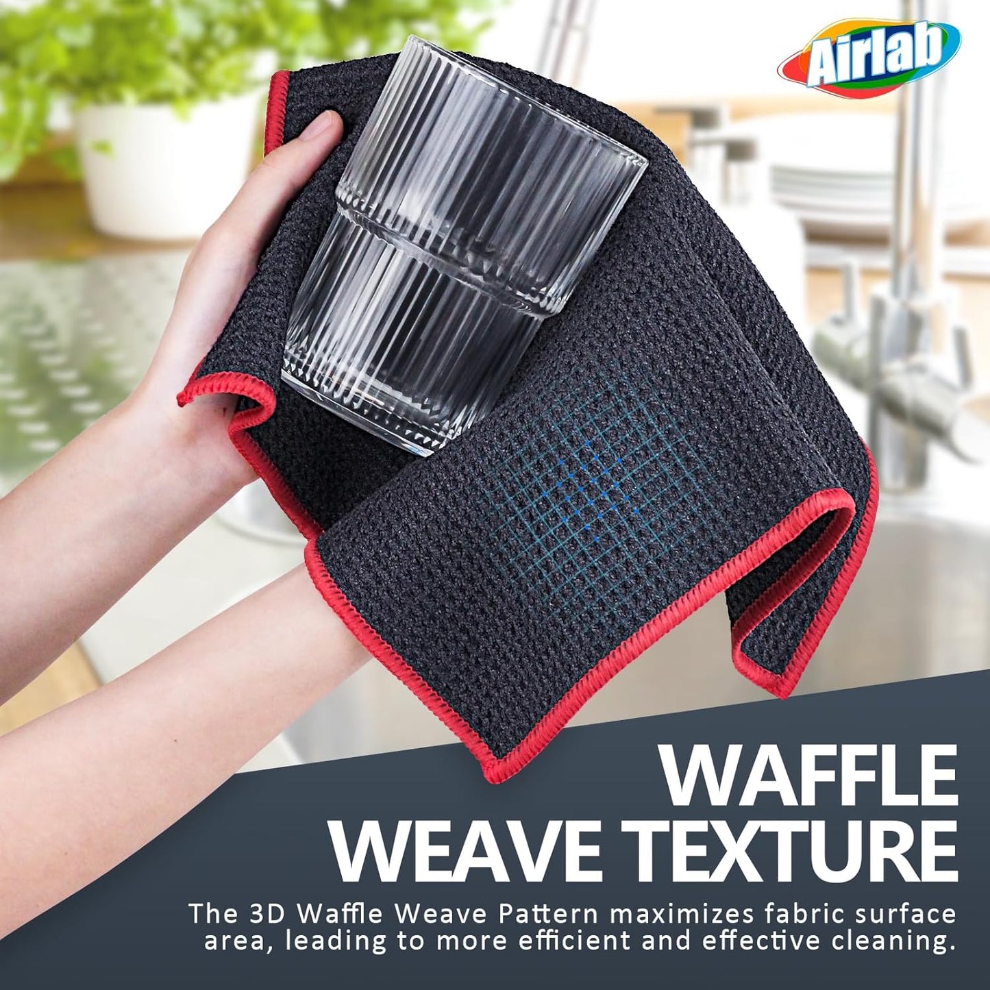 Airlab Microfiber Cleaning Cloth Waffle Weave Dust Rags for Household Kitchen Towel Absorbent Quick