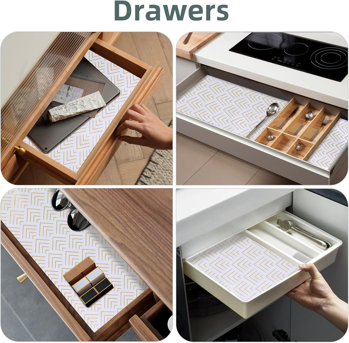 Shelf Liner for Kitchen Cabinets Non Adhesive Drawer Liner Non-Slip Thickened Shelf Liner Paper