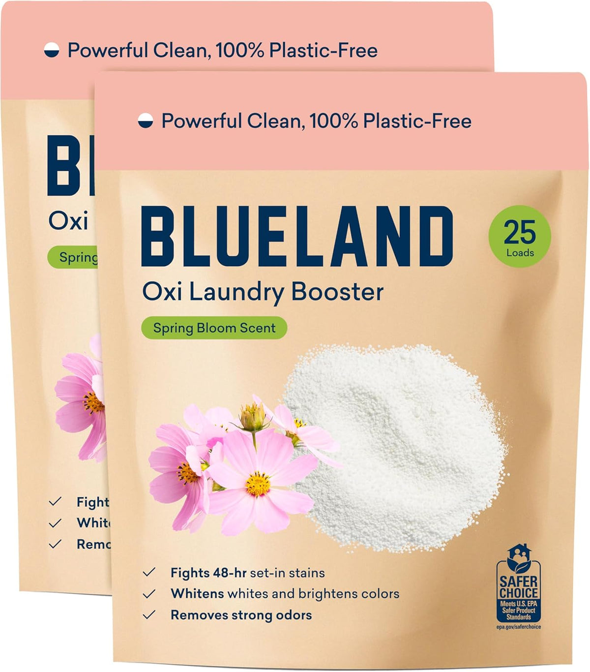 BLUELAND Oxi Laundry Booster Powder Refill 2-Pack, Spring Bloom Scent, 50 Loads, 35.2 oz
