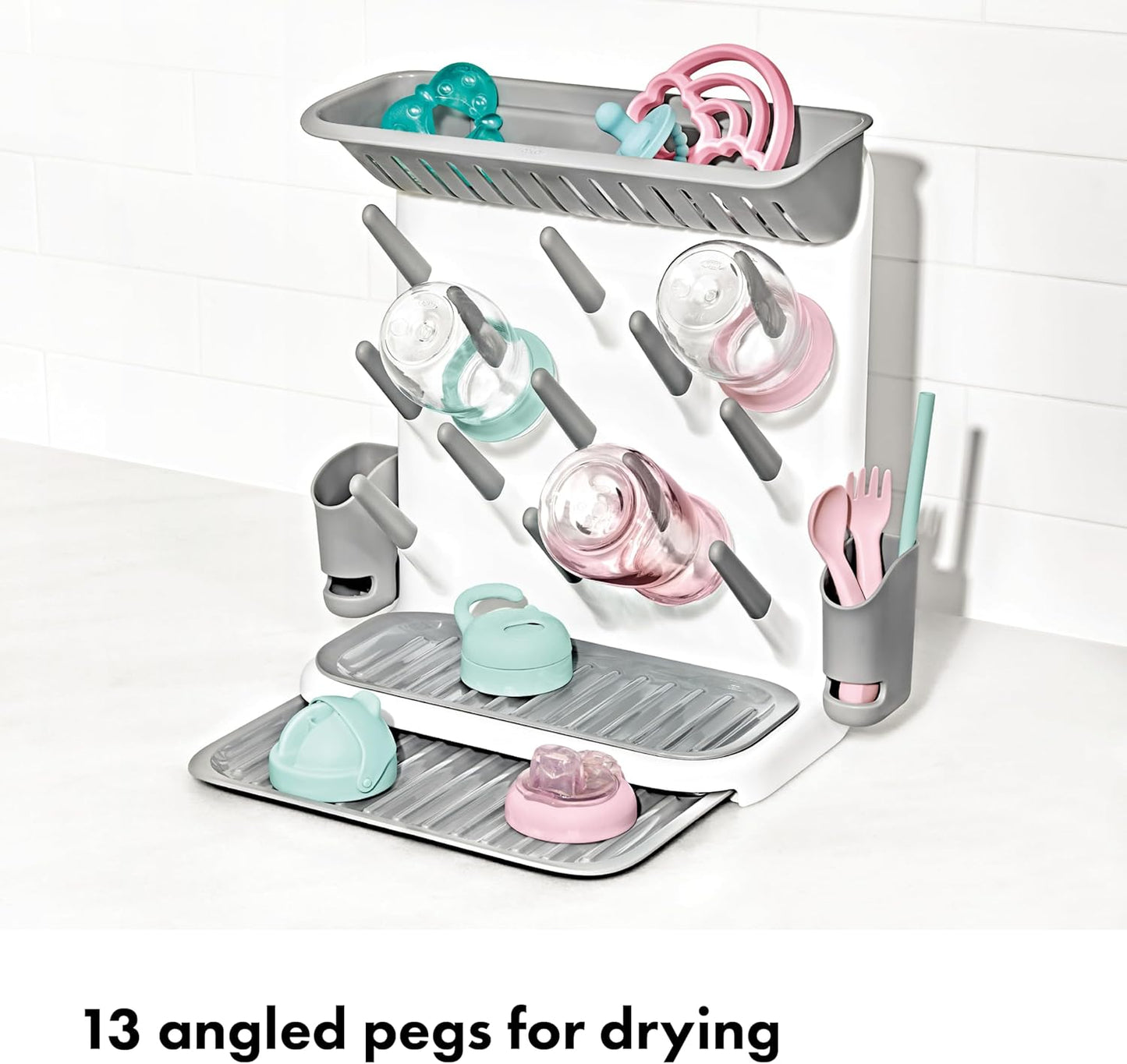 OXO Tot Expandable Drying Rack – Space-Saving Drying Rack | Newborn and Baby Essentials |