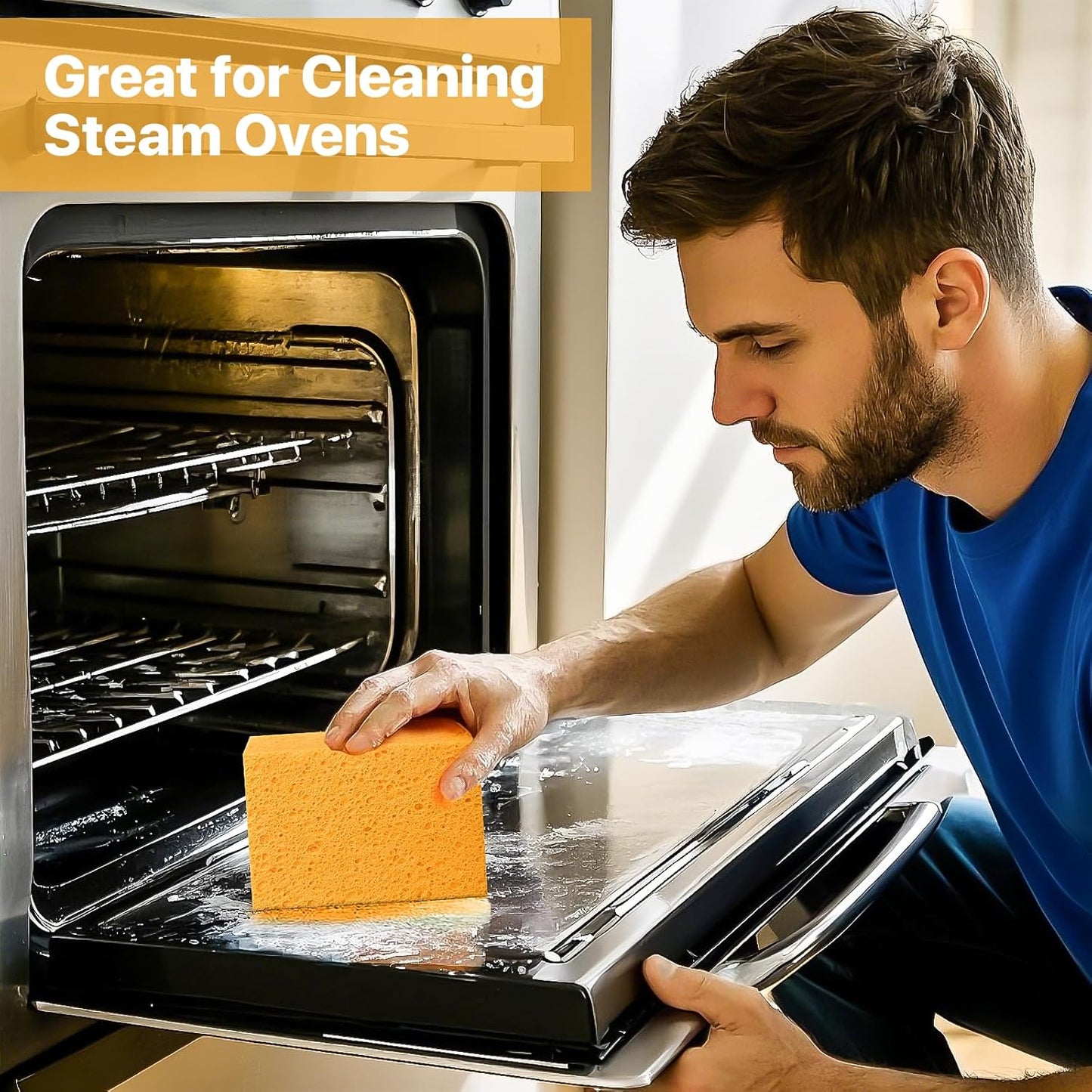 2 PCS Large Natural Cellulose Sponges 6x4x2 Inch - Super Absorbent and Biodegradable, Perfect for