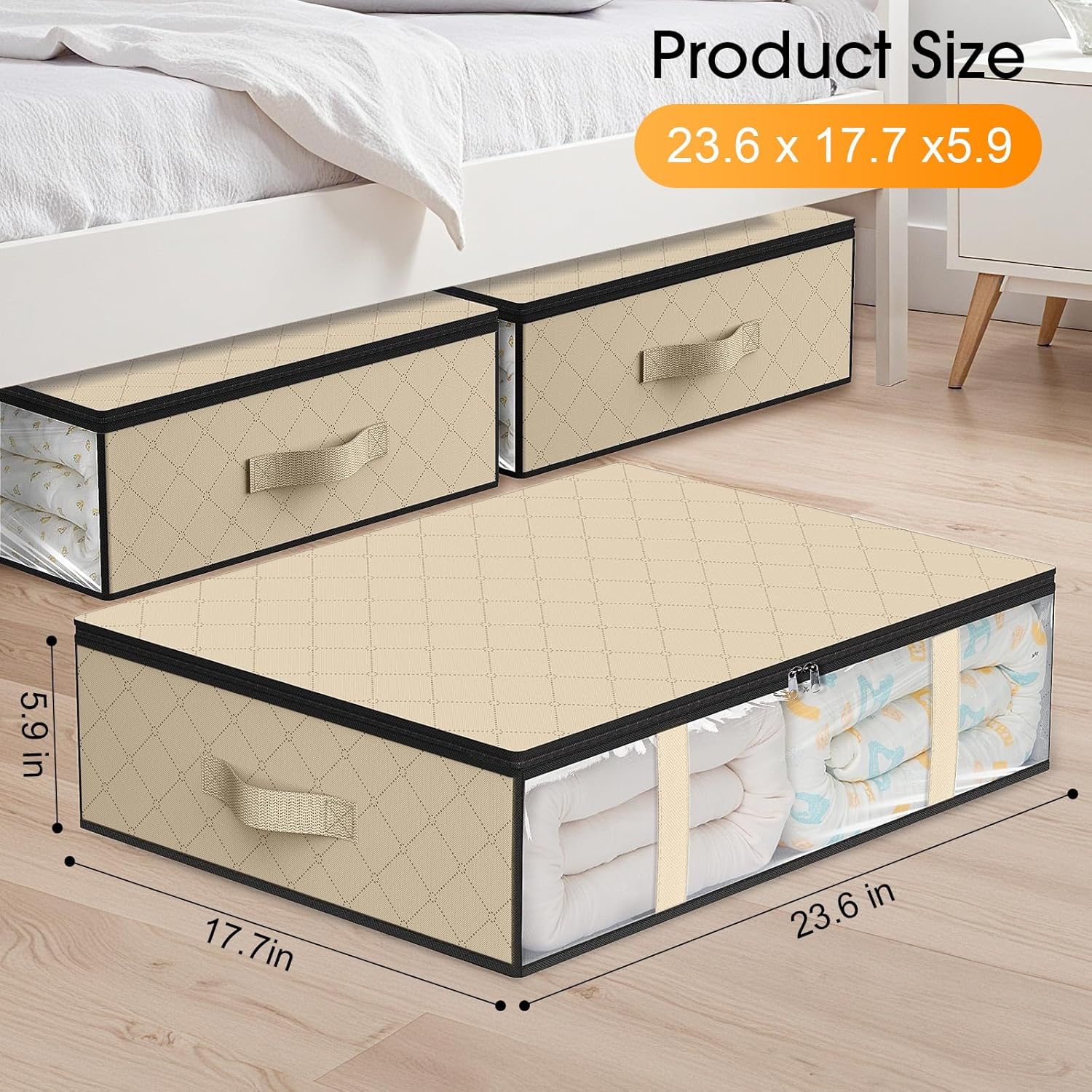 StorageRight Under Bed Storage Bins, 8-Pack 40L Foldable Fabric Storage Bags with Transparent