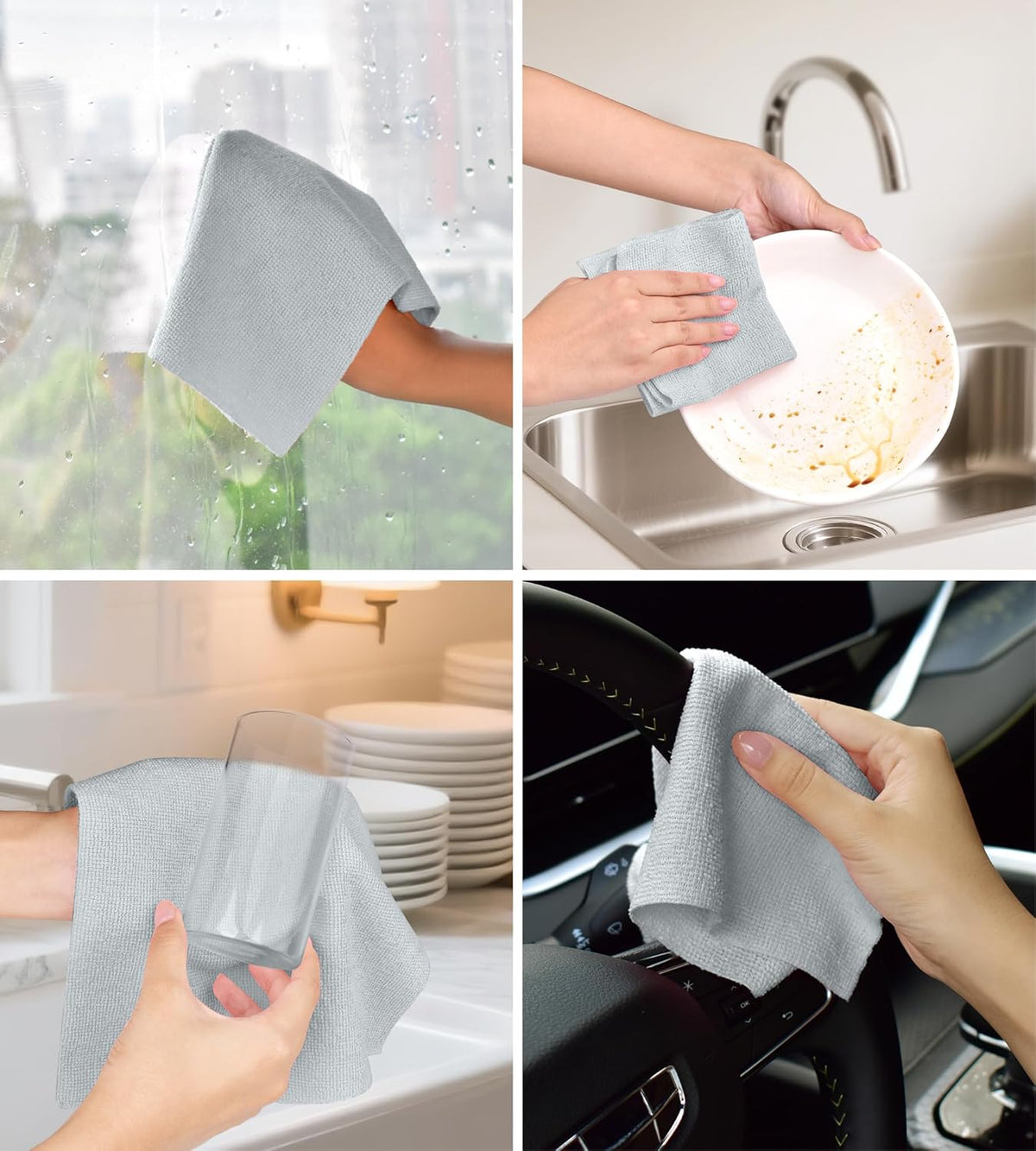 Roll of Microfiber Cleaning Cloth –100 Pack, Tear Away Microfiber Towels, Reusable, Washable