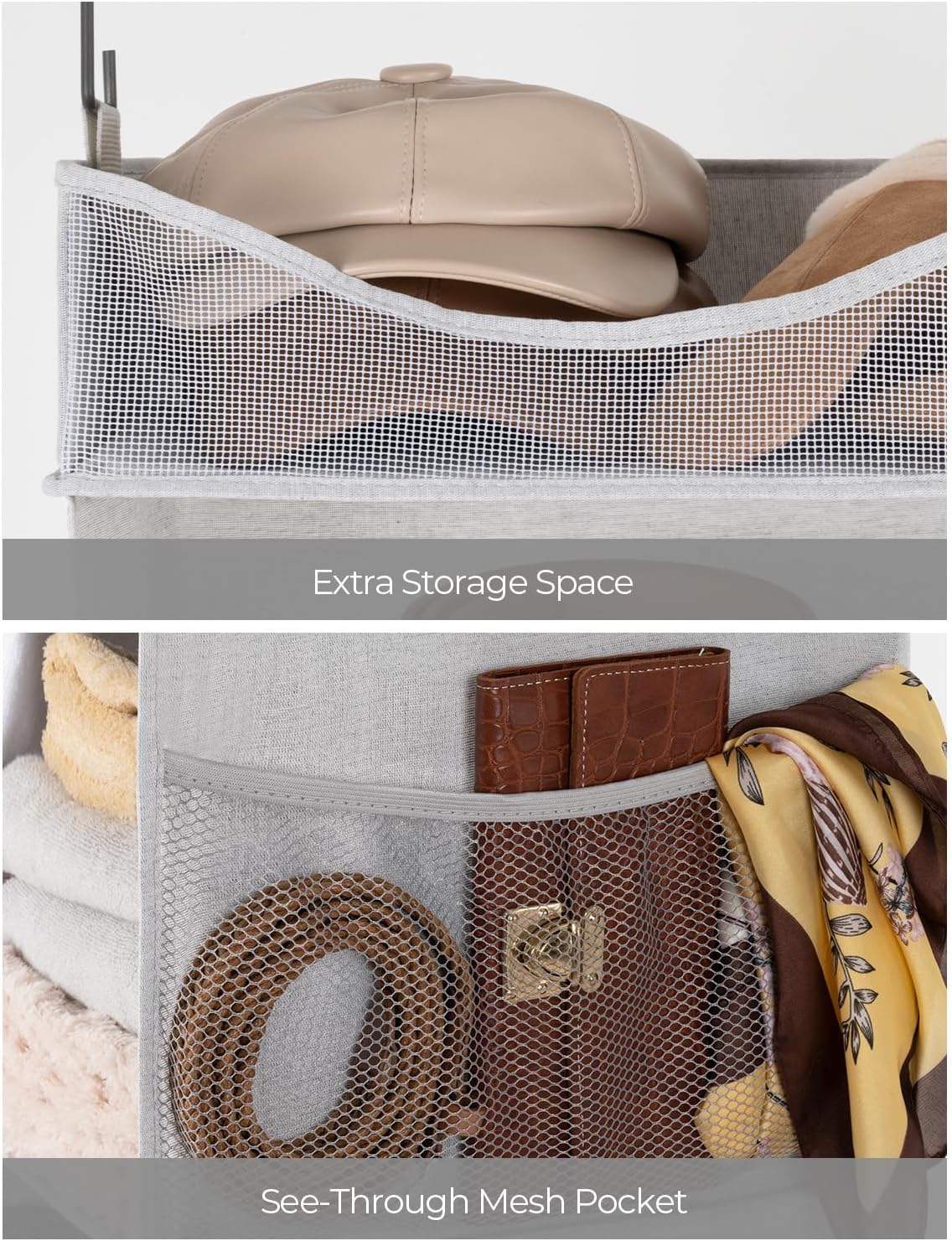 StorageWorks Hanging Closet Organizer, 3-Shelf Hanging Closet Shelves with Top Shelf, 15 ¾"W x 12"
