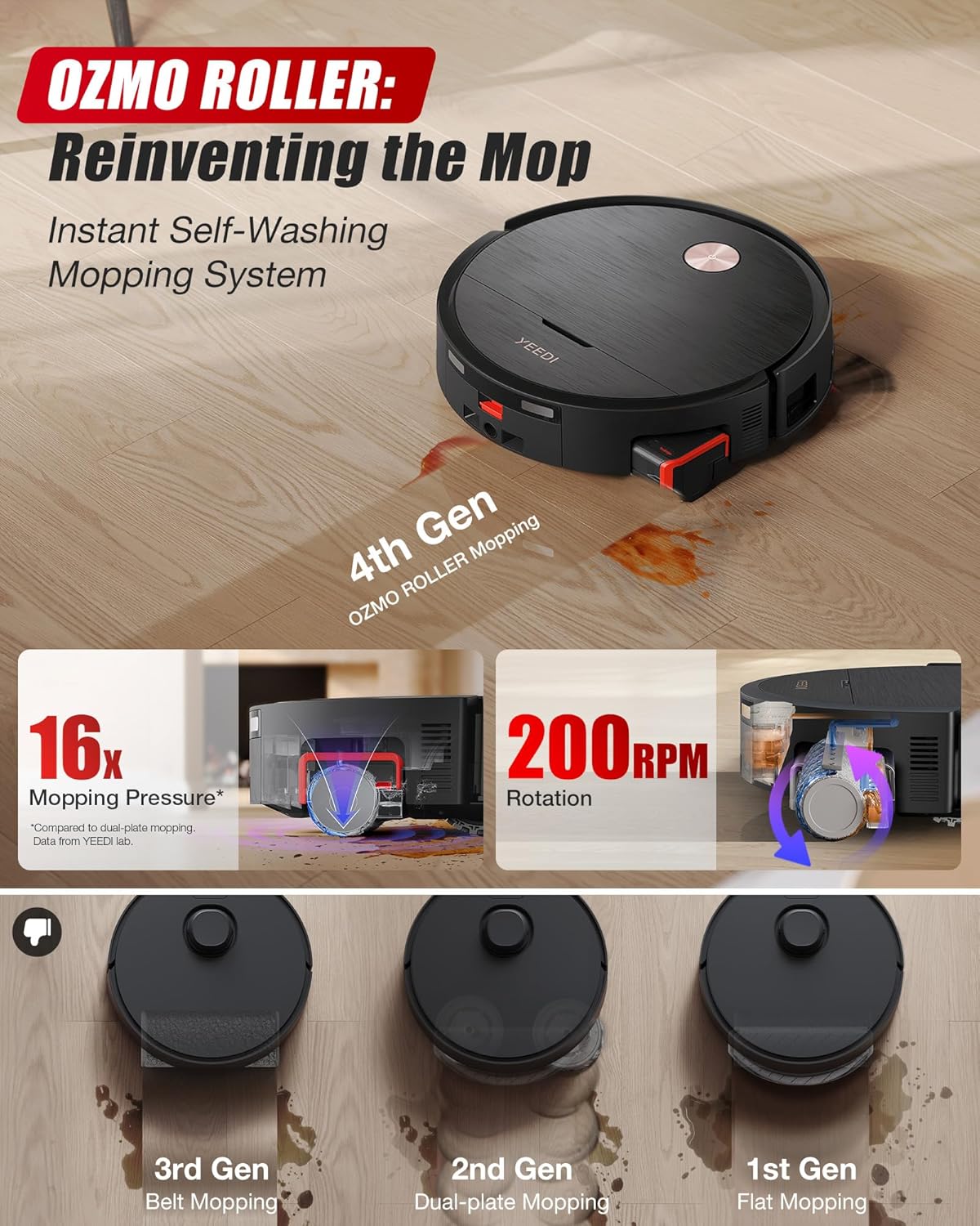 Yeedi S16 Plus Robot Vacuum & Mop with Automatic Omni Station, Blast 16,600Pa Suction, OZMO Roller