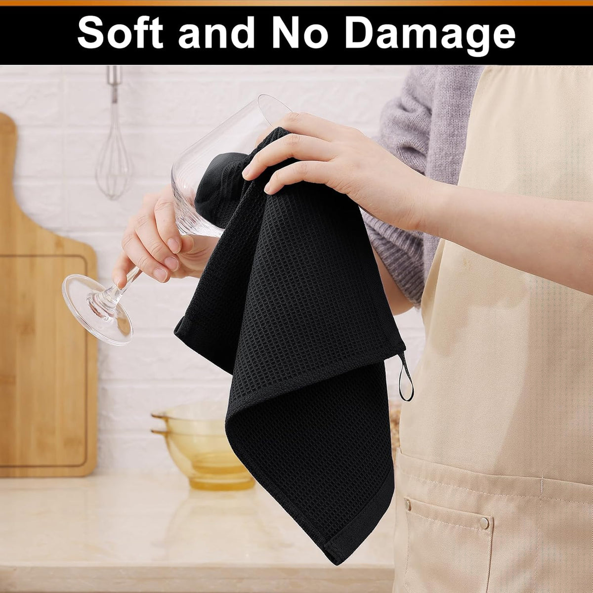 Homaxy 100% Cotton Waffle Weave Dish Cloths - 6 Pack Soft and Absorbent Dish Towels - 12 x 12