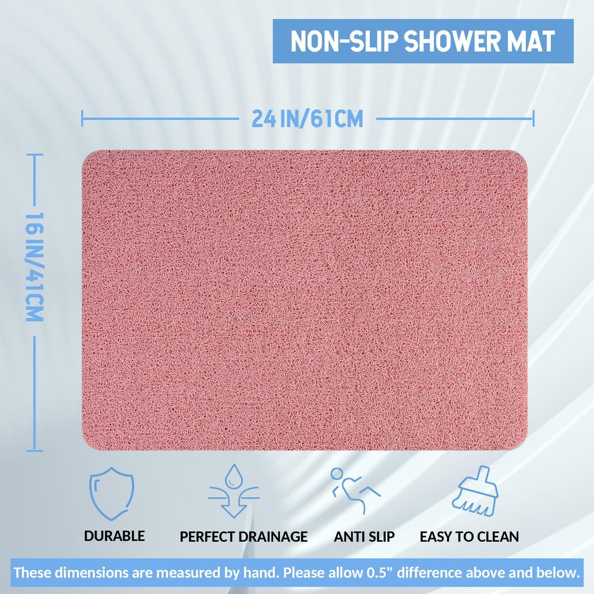 Non-Slip Bathtub Mat, Anti Slip Shower Mat, Fast Drying Bathtub Mats, Foot Scrubber Mat, Anti Slip