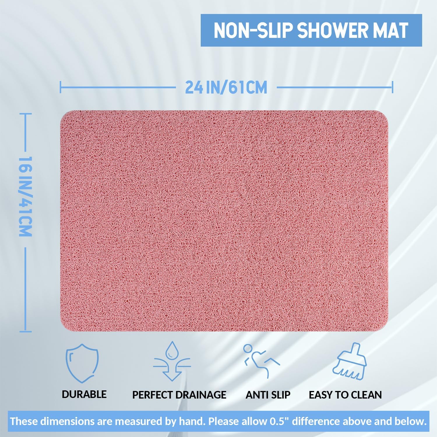 Non-Slip Bathtub Mat, 2 Pack Anti Slip Shower Mat, Fast Drying Bathtub Mats, Foot Scrubber Mat