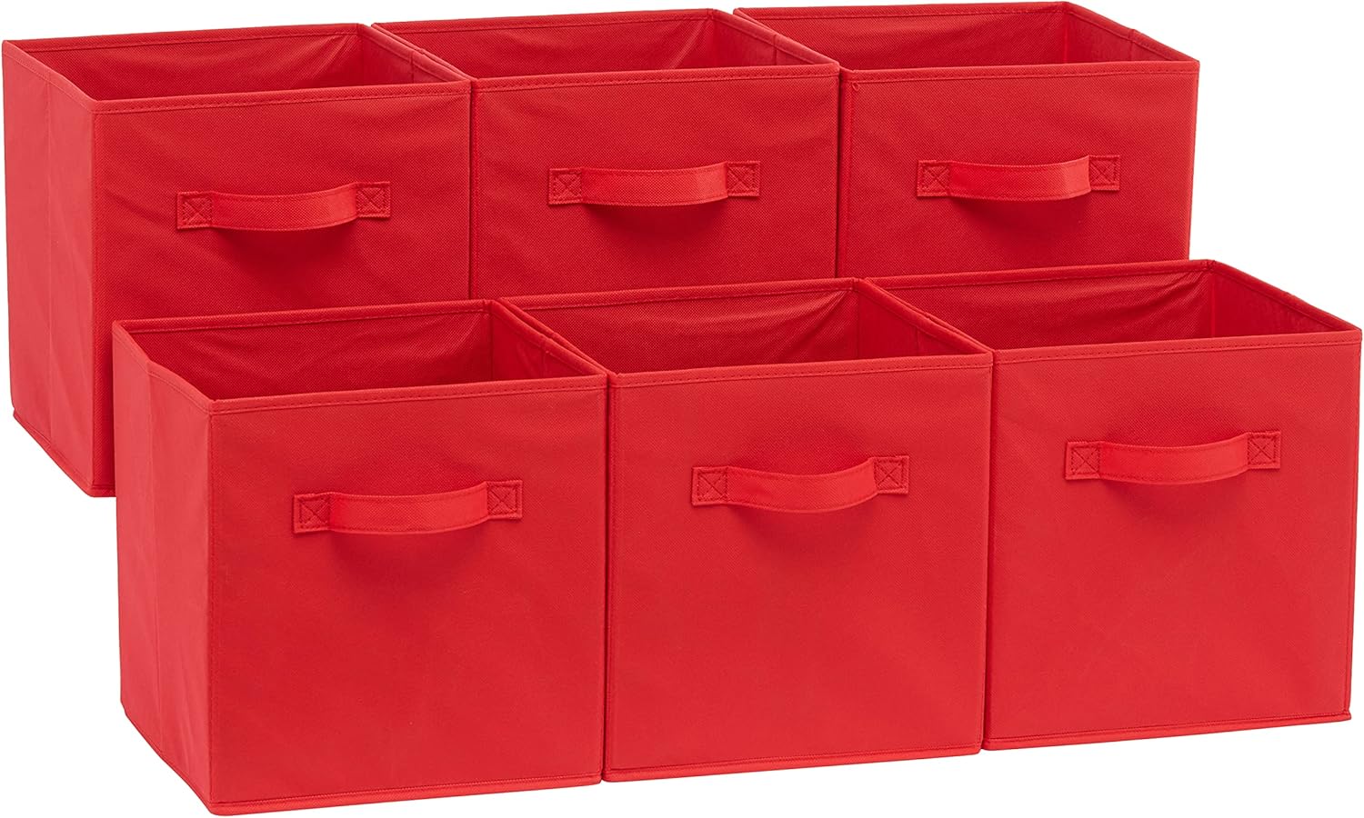 Amazon Basics Cube Organizer Storage Bins Handles, Collapsible Fabric, Pack of 6, 10.5"x10.5"x11"