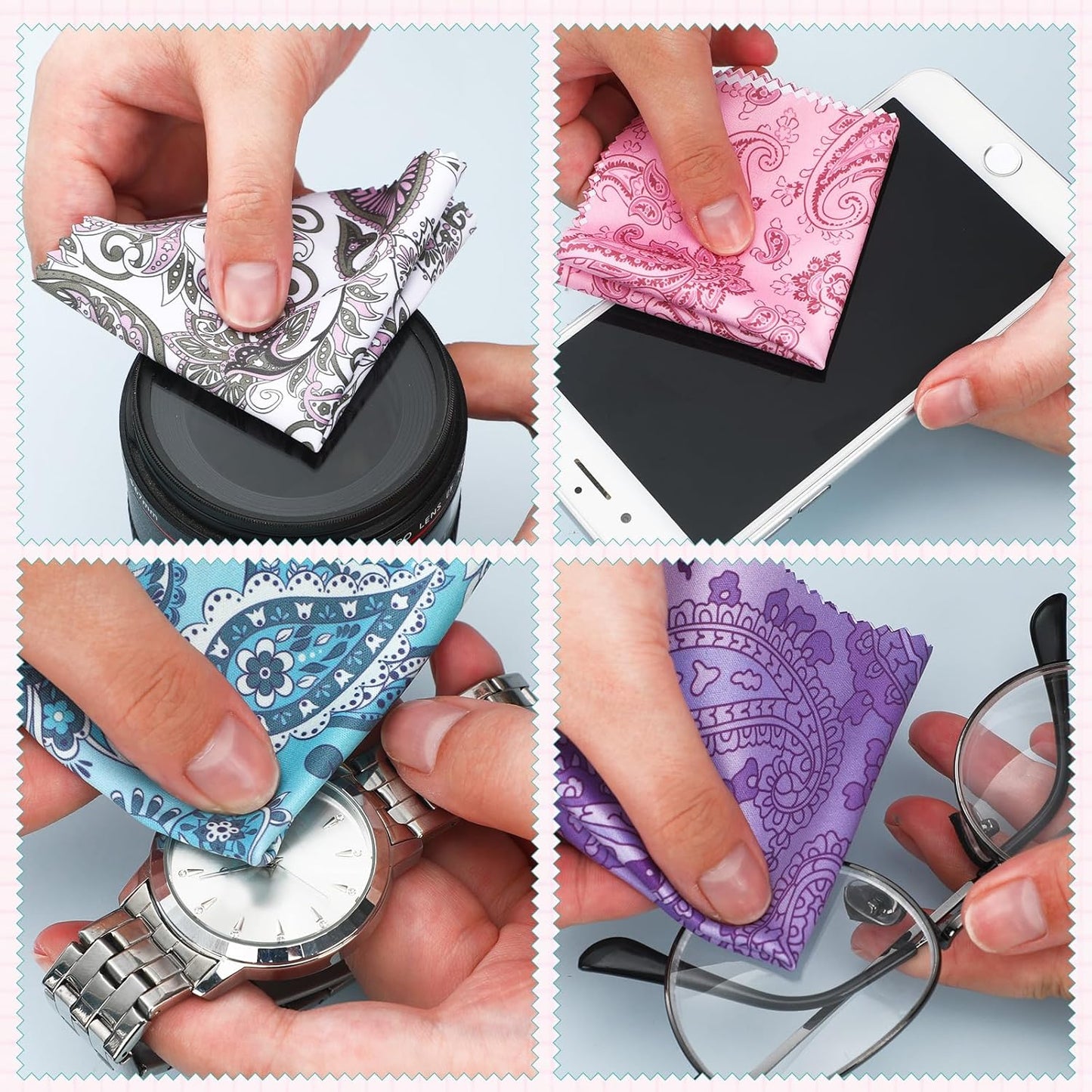 Sinmoe 20 Pcs Microfiber Cleaning Cloth Cute Paisley Waves Design Microfiber Soft Multicolor