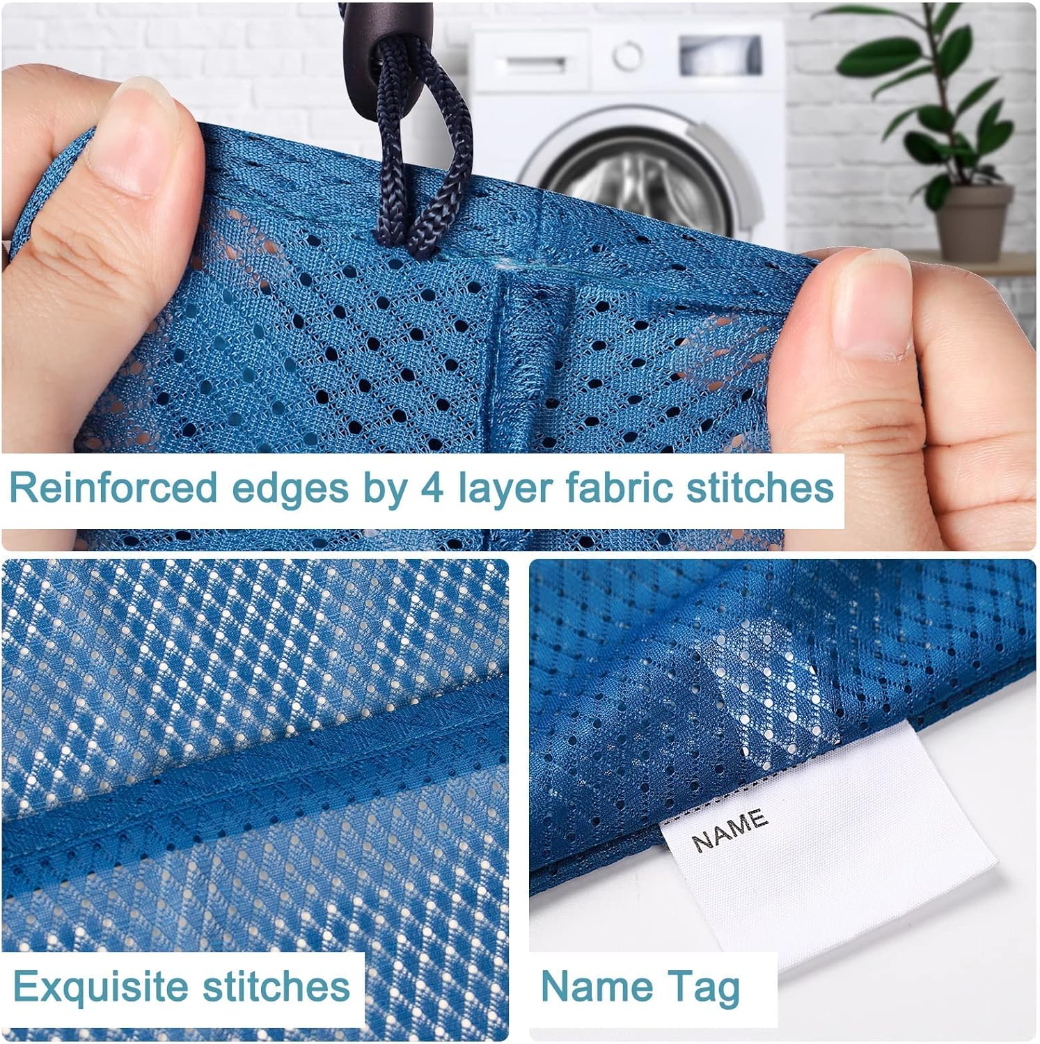 Polecasa Diamond Mesh Laundry Bags, 24 x 36 inches Heavy Duty Mesh Laundry Bag with ID Tag and