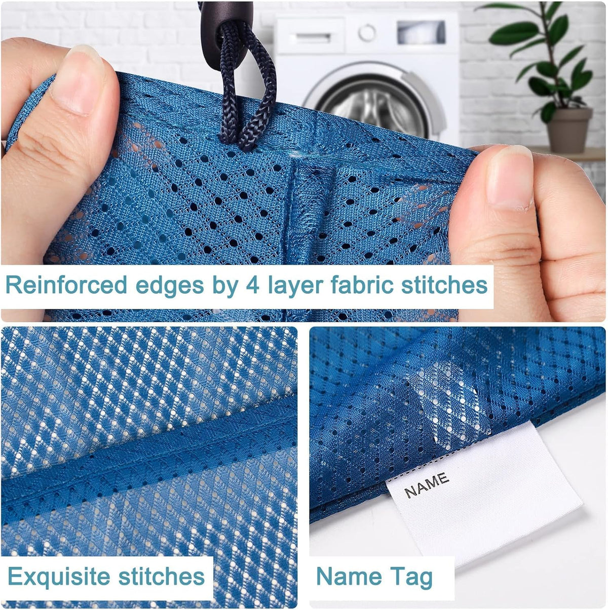 Polecasa Heavy Duty Large Mesh Laundry Bags with ID Tag and Locking Drawstring Closure - 2 Pack, 24