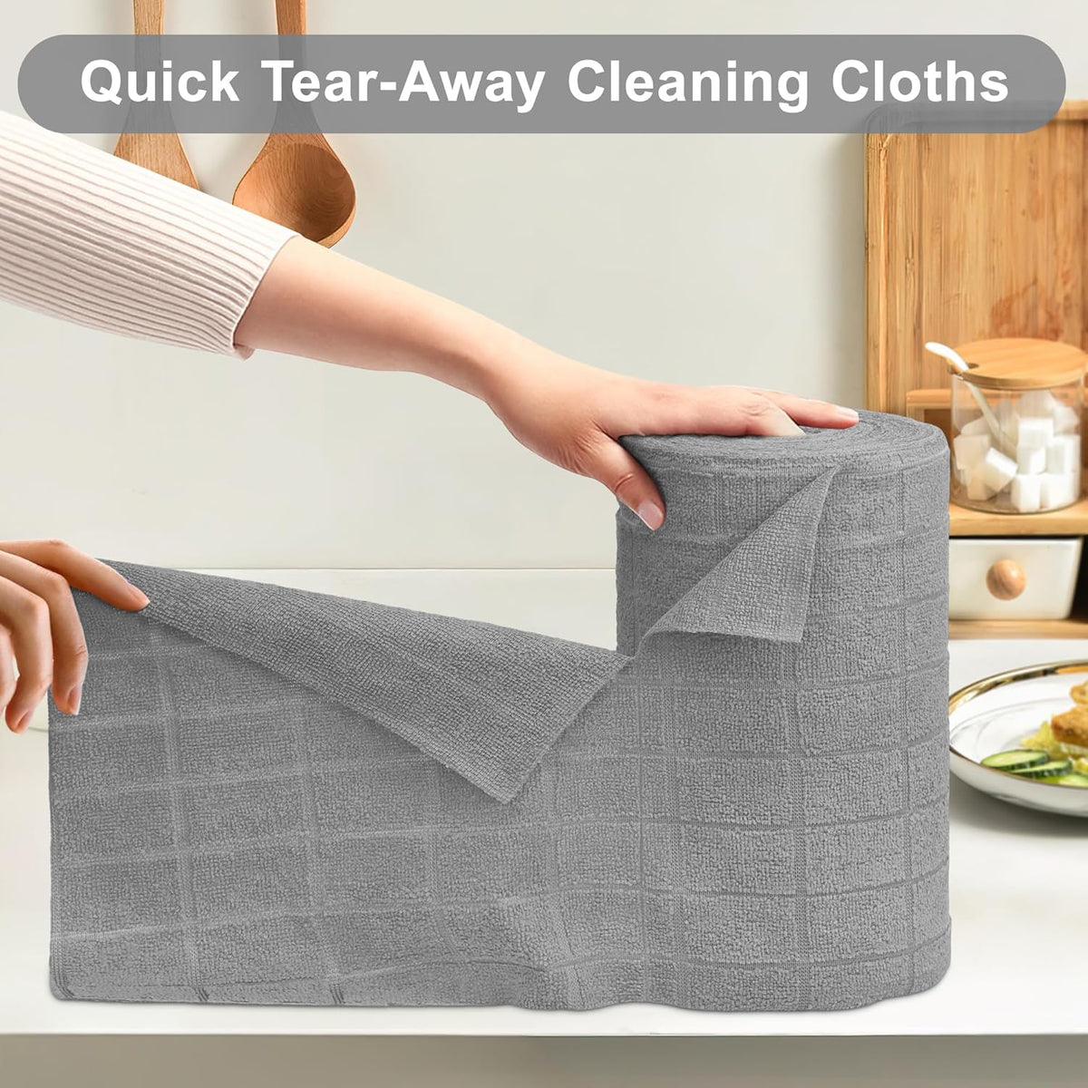 LIVOS Microfiber Cleaning Cloth Roll - 80 Pack, Reusable Paper Towels, Microfiber Towels for Cars