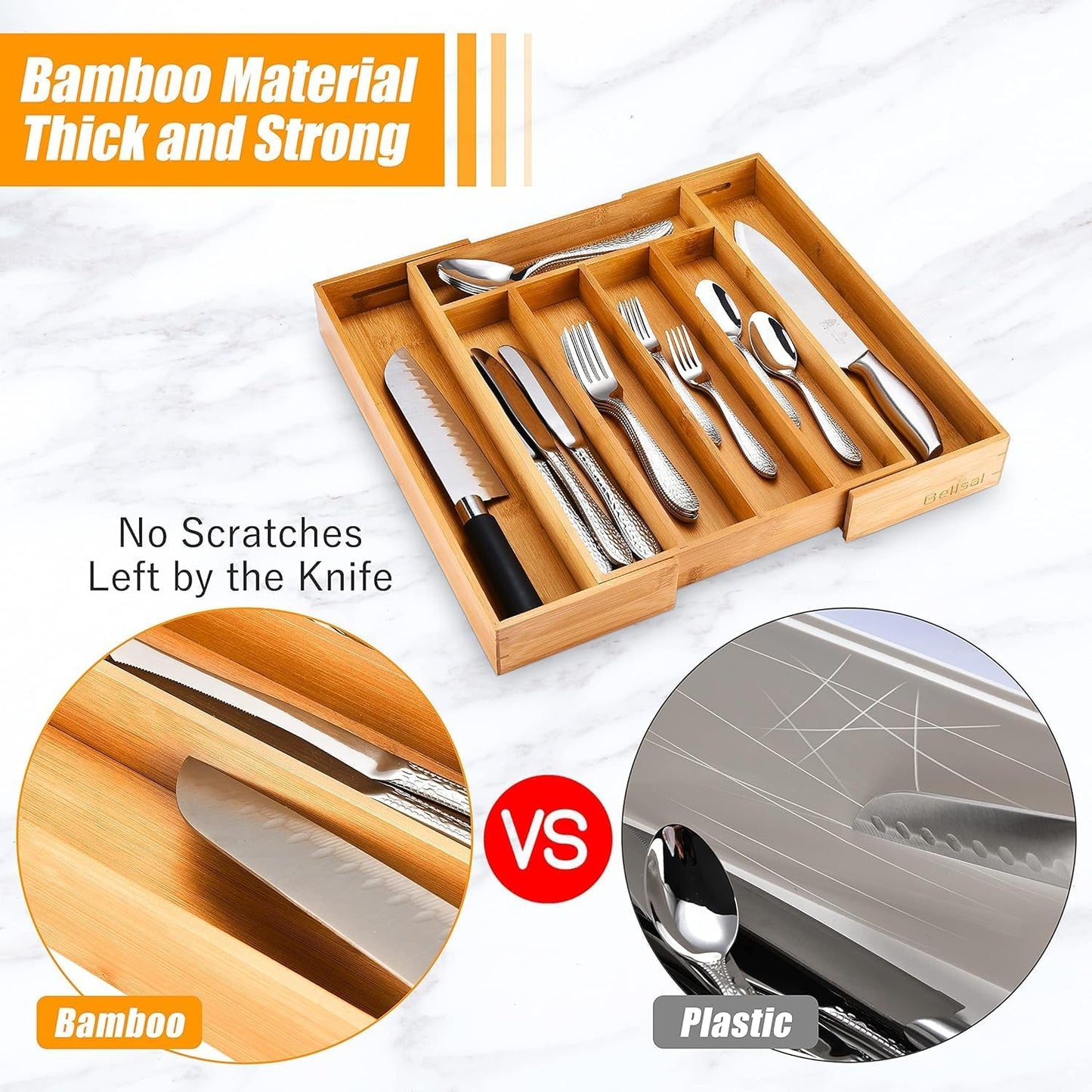 Kitchen Silverware Drawer Organizer and Storage Flatware Cutlery Utensil Holder Spice Rack