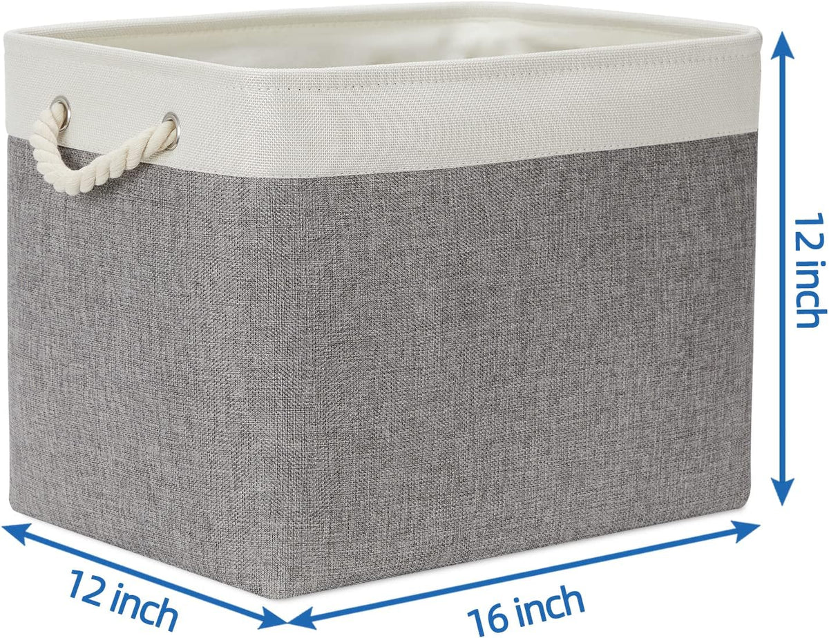 Temary Baskets for Organizing, 2 Pack Storage Baskets Large Fabric Baskets with Handles, Decorative