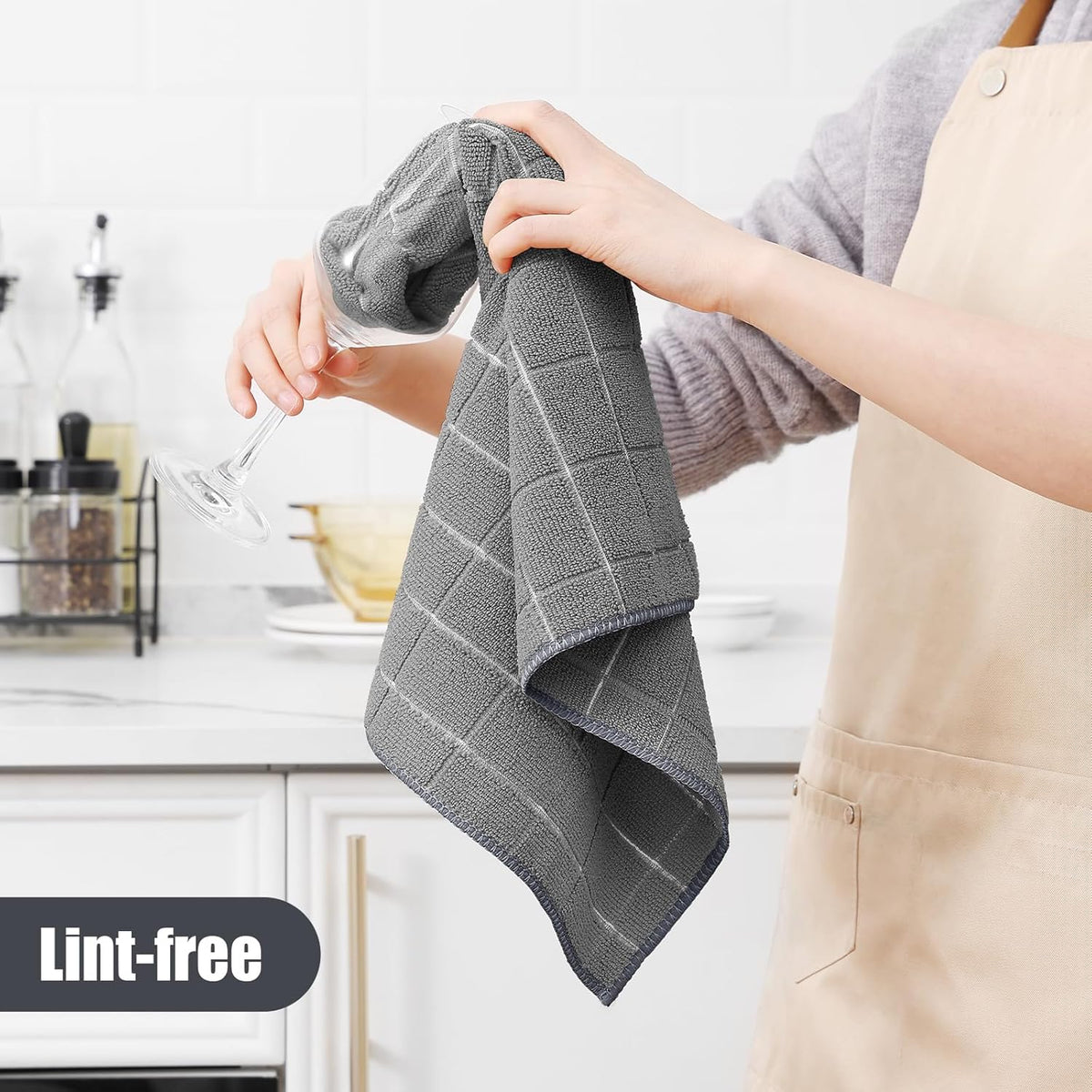 Homaxy Microfiber Kitchen Towels and Dishcloths Set, 12 Pack Soft and Absorbent Dish Hand Towels