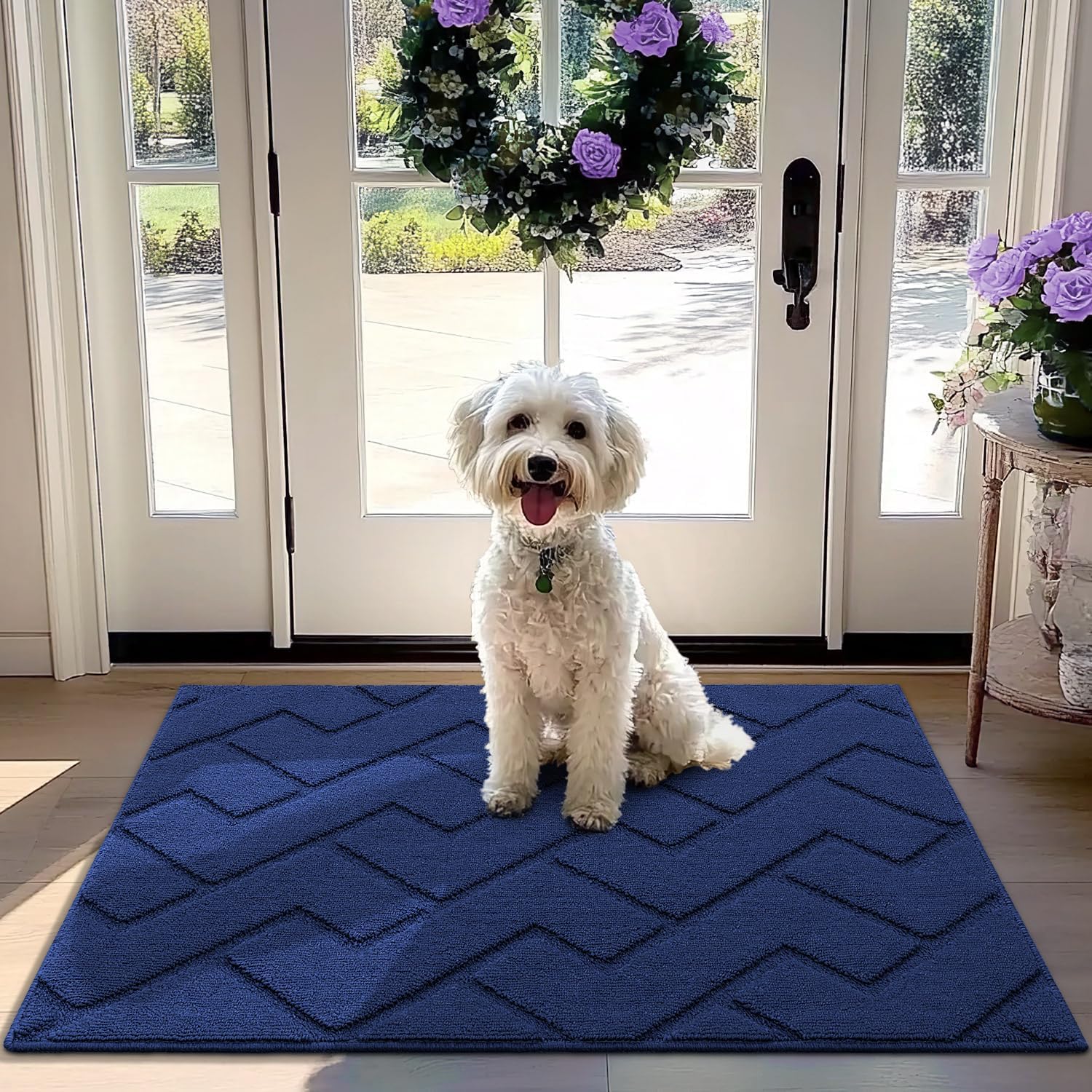 hicorfe Front Door Mat Outside Entrance,32"x40" Absorbent Muddy Dirt Resist Welcome Door Mats