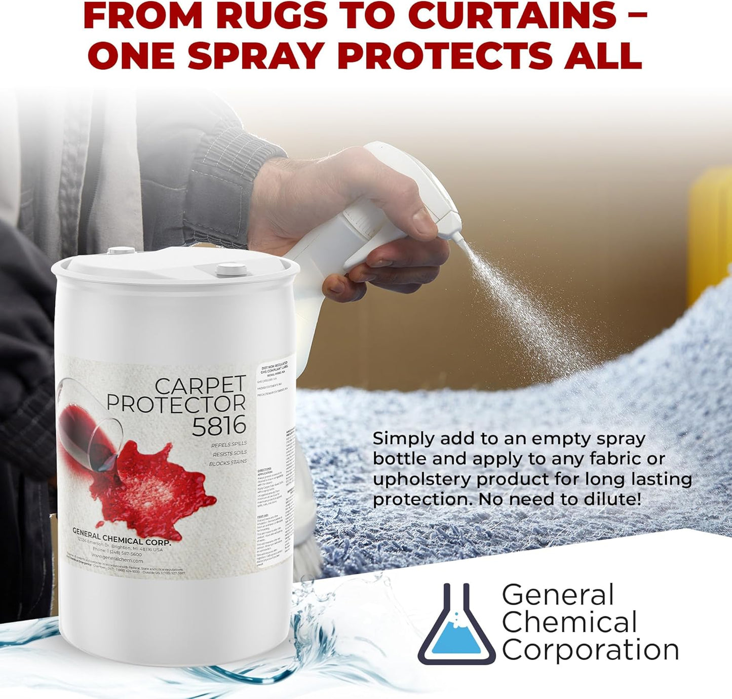 General Chemical Stain Shield Spray - Safe Fabric Protector Spritz and Stain Guard 5816 for