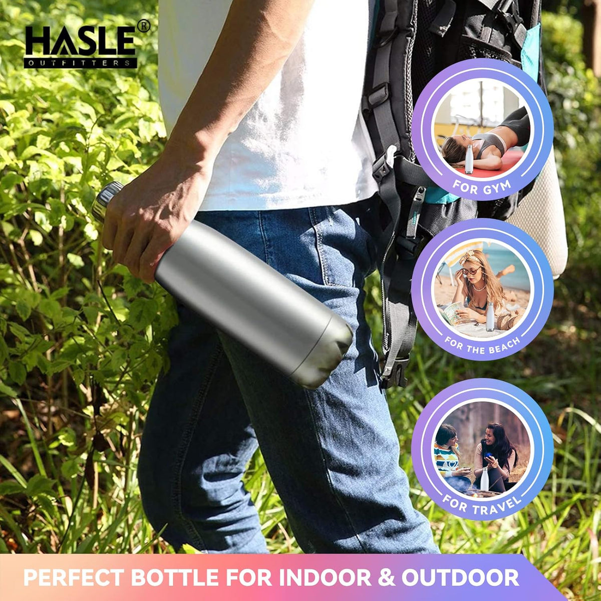 HASLE OUTFITTERS 17oz Stainless Steel Water Bottles Bulk, Vacuum Insulated Water Bottles Double