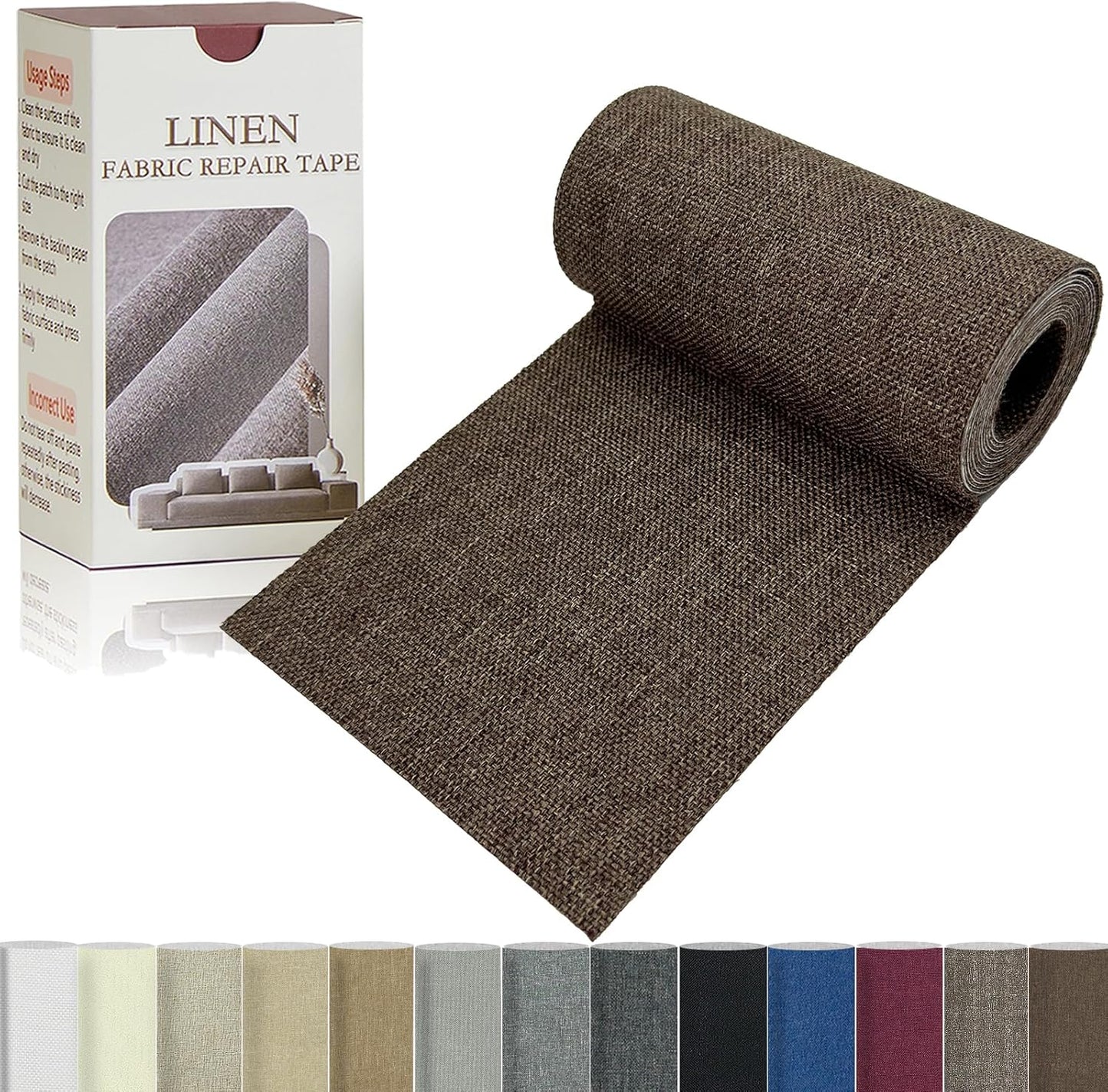 Linen Repair Tape 4x70 Inch Self-Adhesive Couch Patch Repair Fabric Patch for